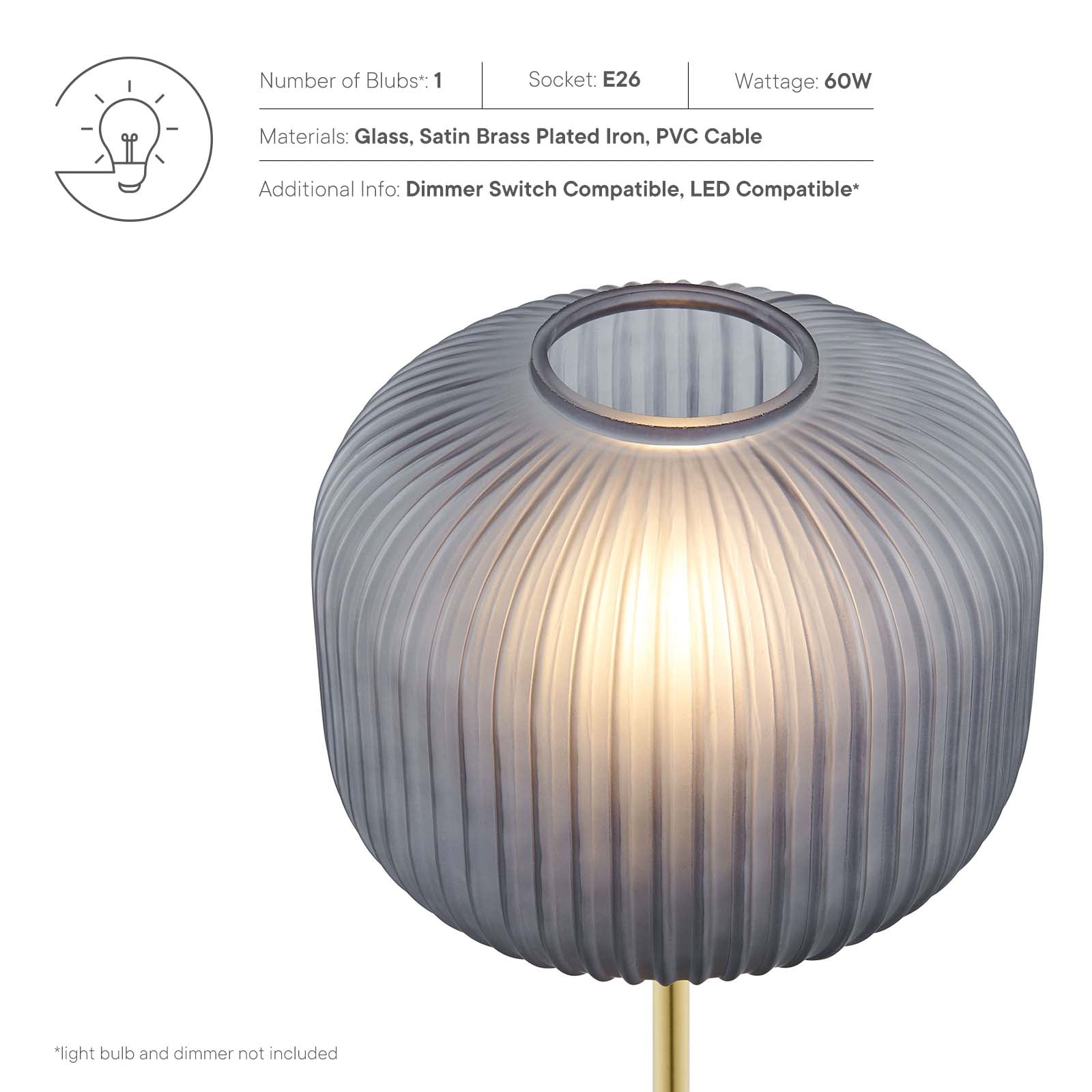 Reprise Glass Sphere Glass and Metal Table Lamp - East Shore Modern Home Furnishings