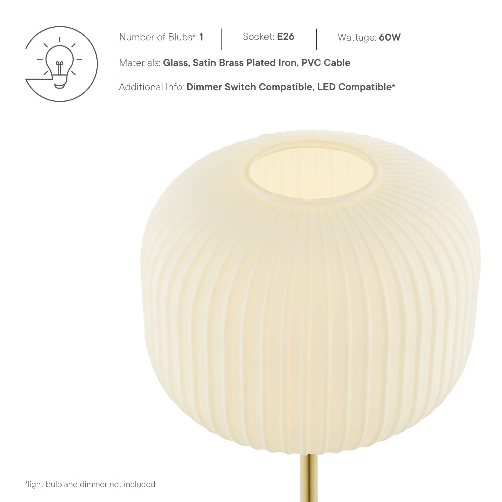 Reprise Glass Sphere Glass and Metal Table Lamp - East Shore Modern Home Furnishings