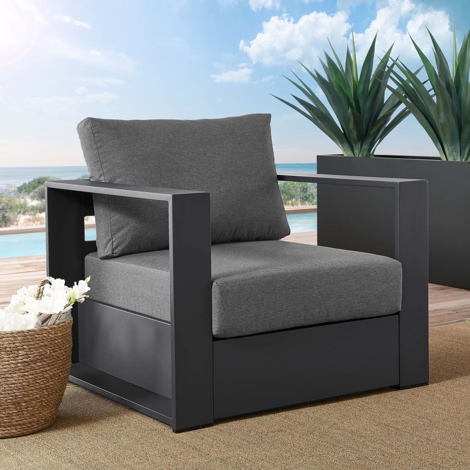 Tahoe Outdoor Patio Powder-Coated Aluminum Armchair - East Shore Modern Home Furnishings