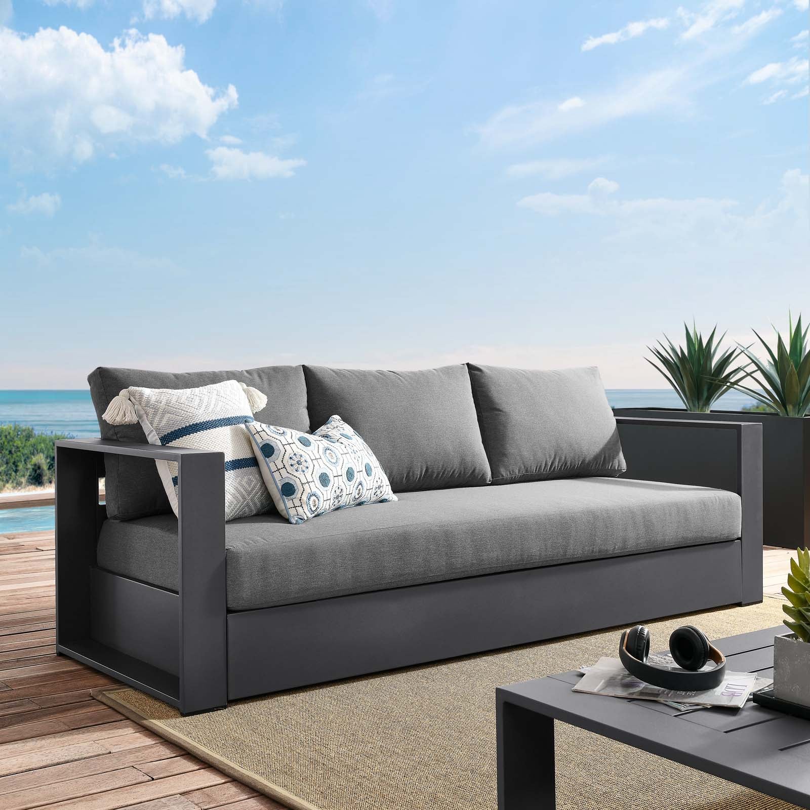 Tahoe Outdoor Patio Powder-Coated Aluminum Sofa - East Shore Modern Home Furnishings