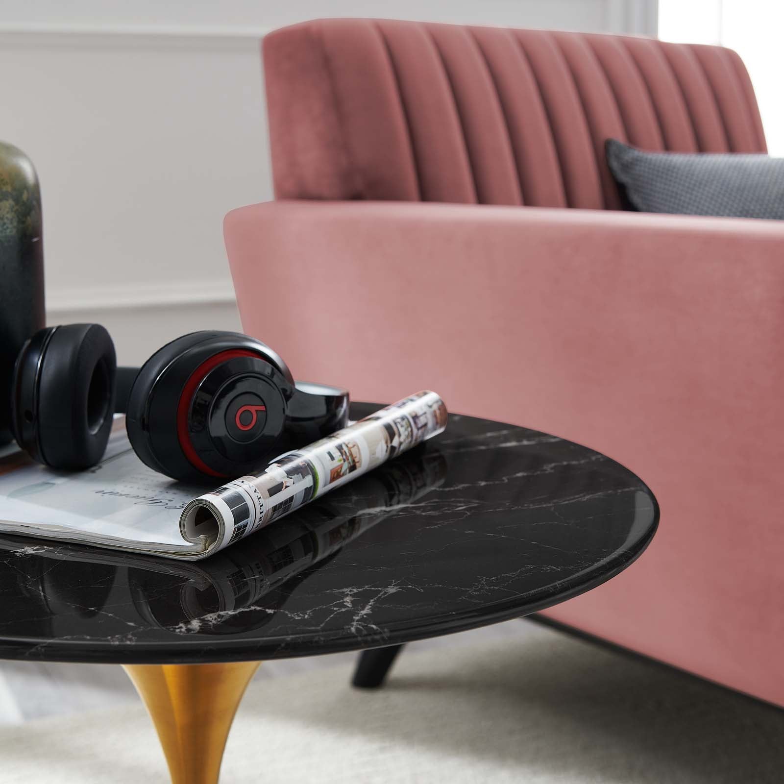 Lippa 20" Round Artificial Marble Side Table - East Shore Modern Home Furnishings