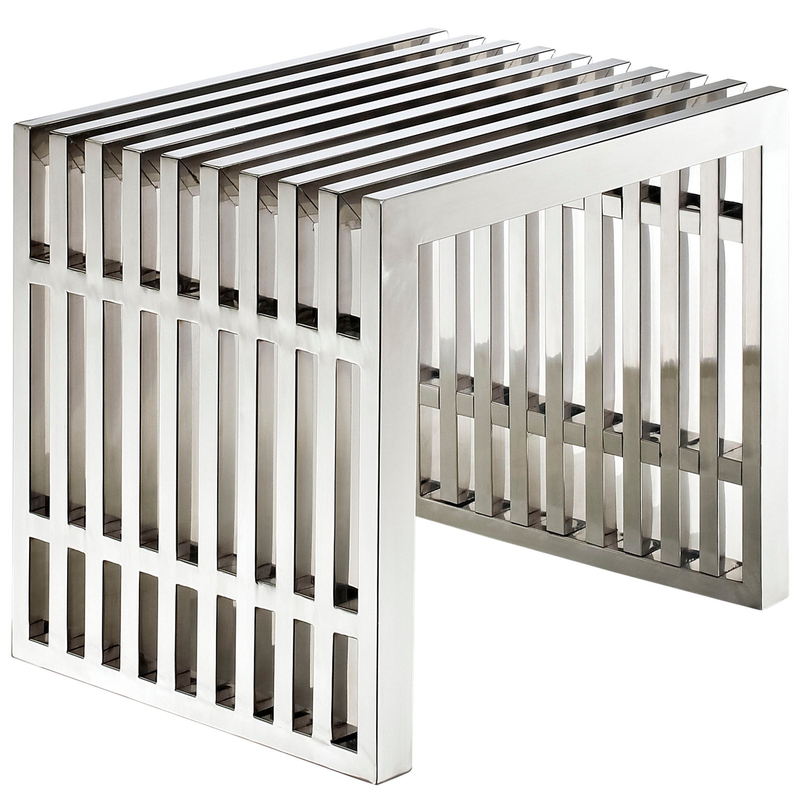 Gridiron Small Stainless Steel Bench - East Shore Modern Home Furnishings