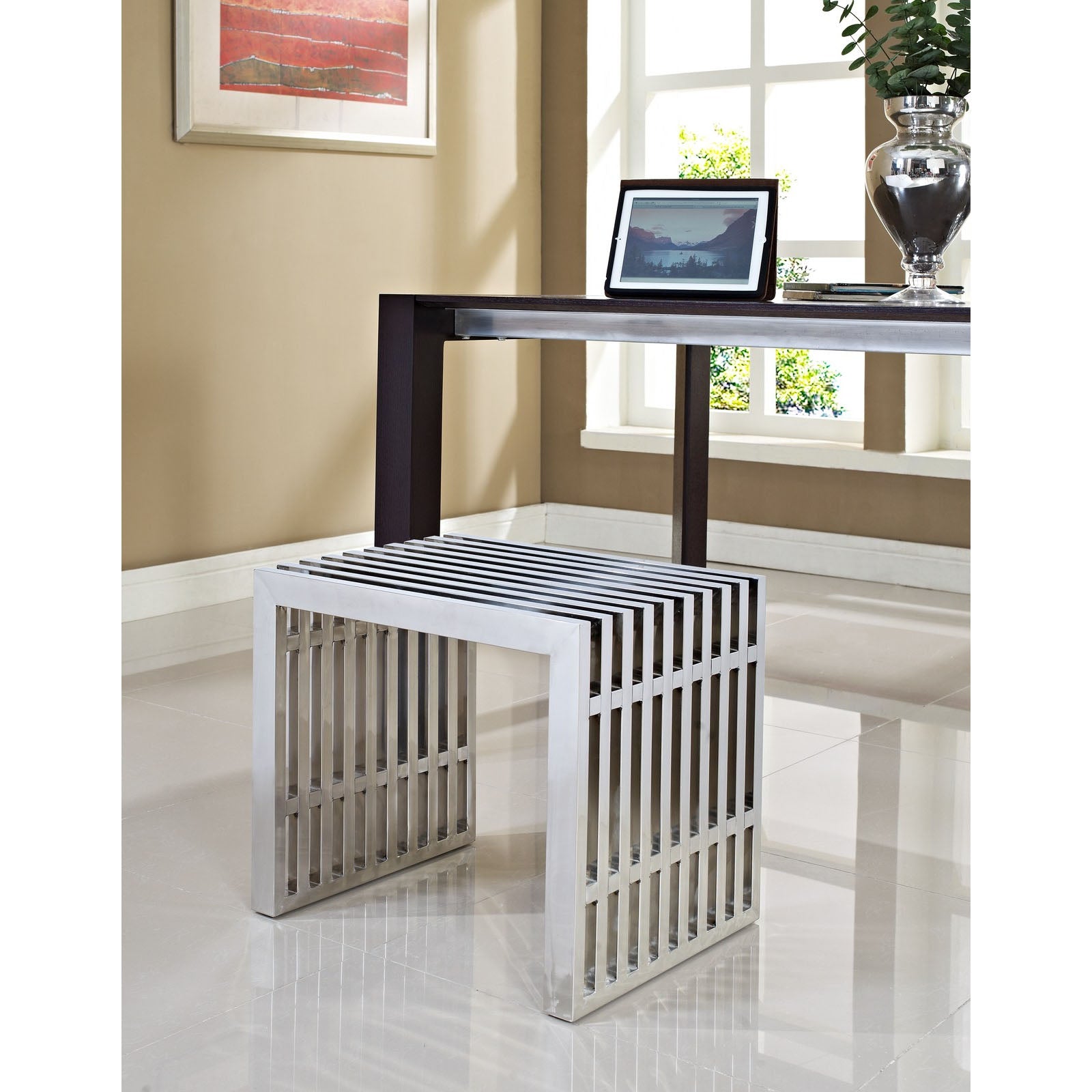 Gridiron Small Stainless Steel Bench - East Shore Modern Home Furnishings