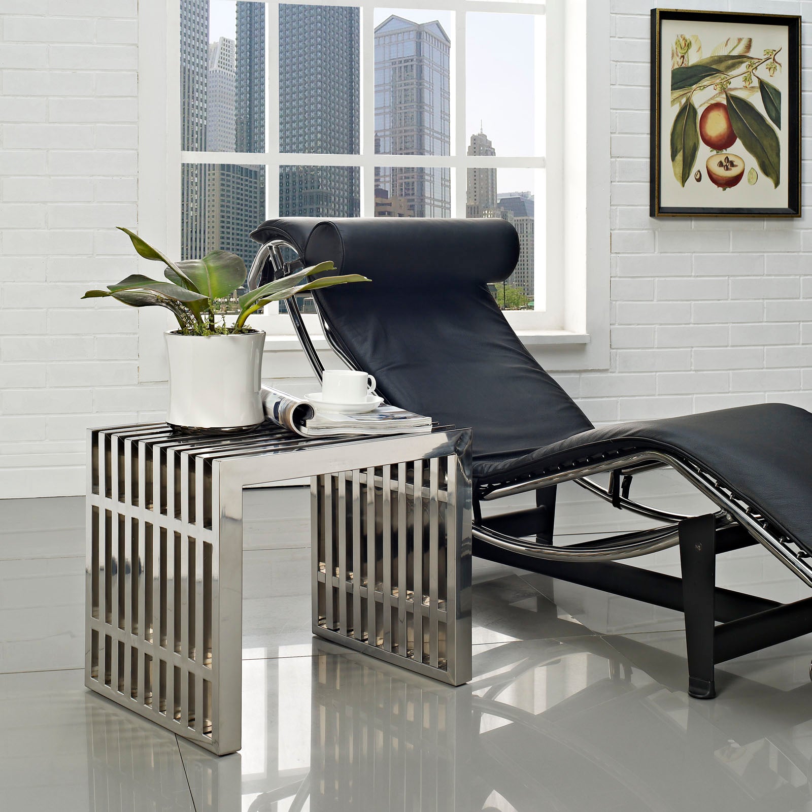 Gridiron Small Stainless Steel Bench - East Shore Modern Home Furnishings