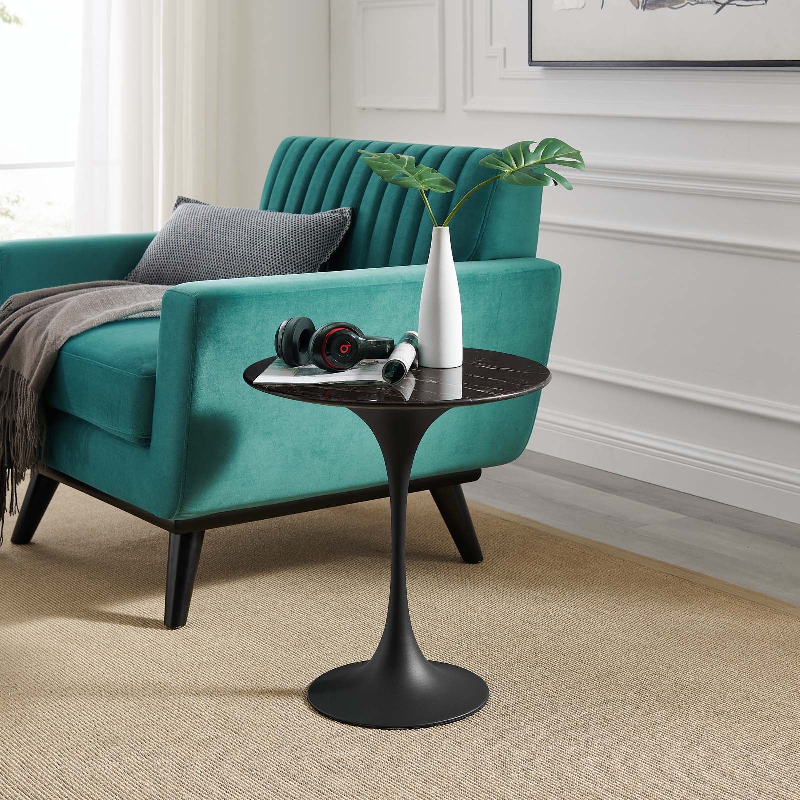 Lippa 20" Round Artificial Marble Side Table