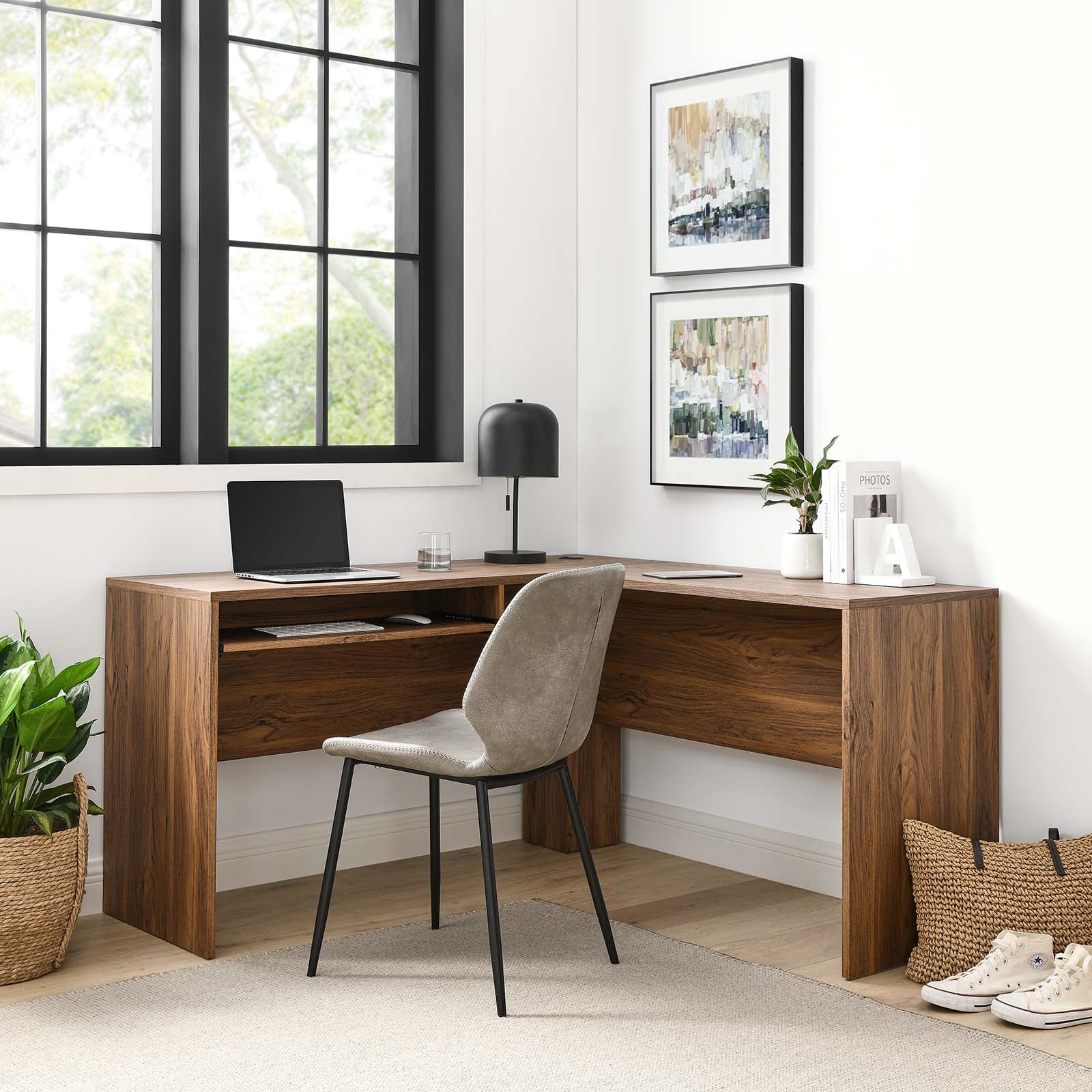 Venture L-Shaped Wood Office Desk - East Shore Modern Home Furnishings