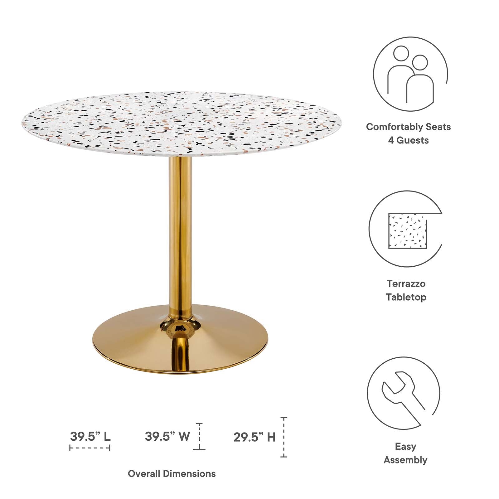 Verne 40" Round Terrazzo Dining Table - East Shore Modern Home Furnishings