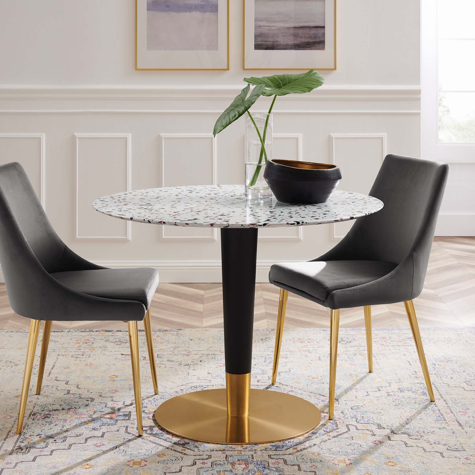 Zinque 40" Round Terrazzo Dining Table - East Shore Modern Home Furnishings