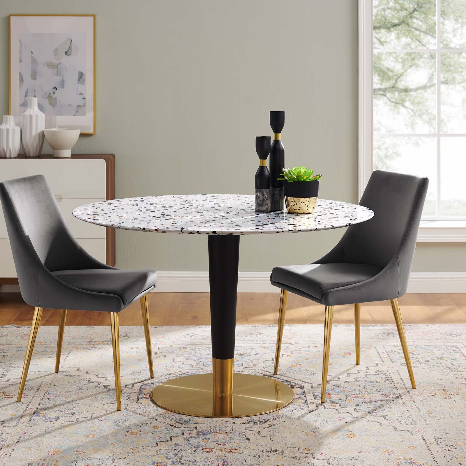 Zinque 47" Round Terrazzo Dining Table - East Shore Modern Home Furnishings