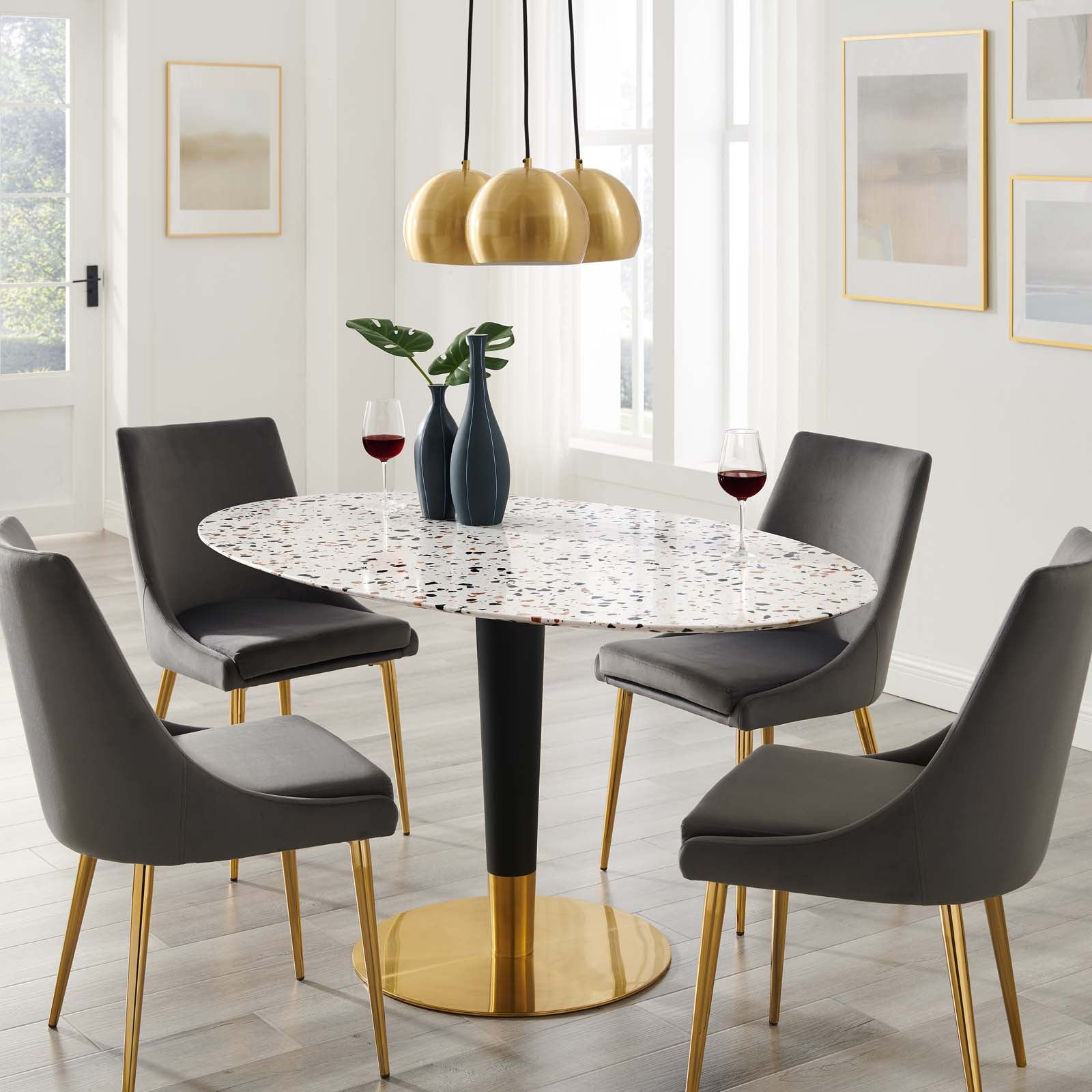 Zinque 60" Oval Terrazzo Dining Table - East Shore Modern Home Furnishings