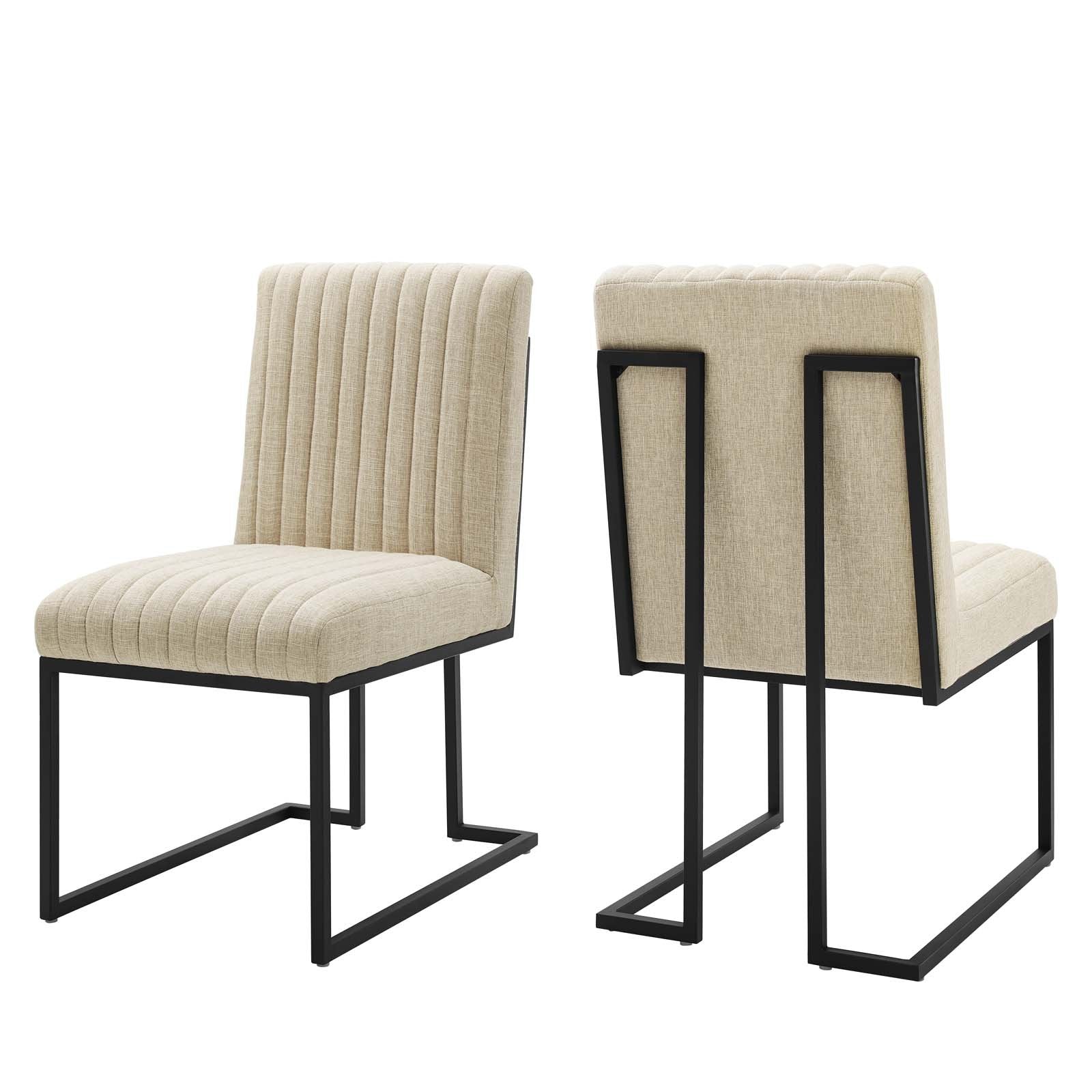 Indulge Channel Tufted Fabric Dining Chairs - Set of 2