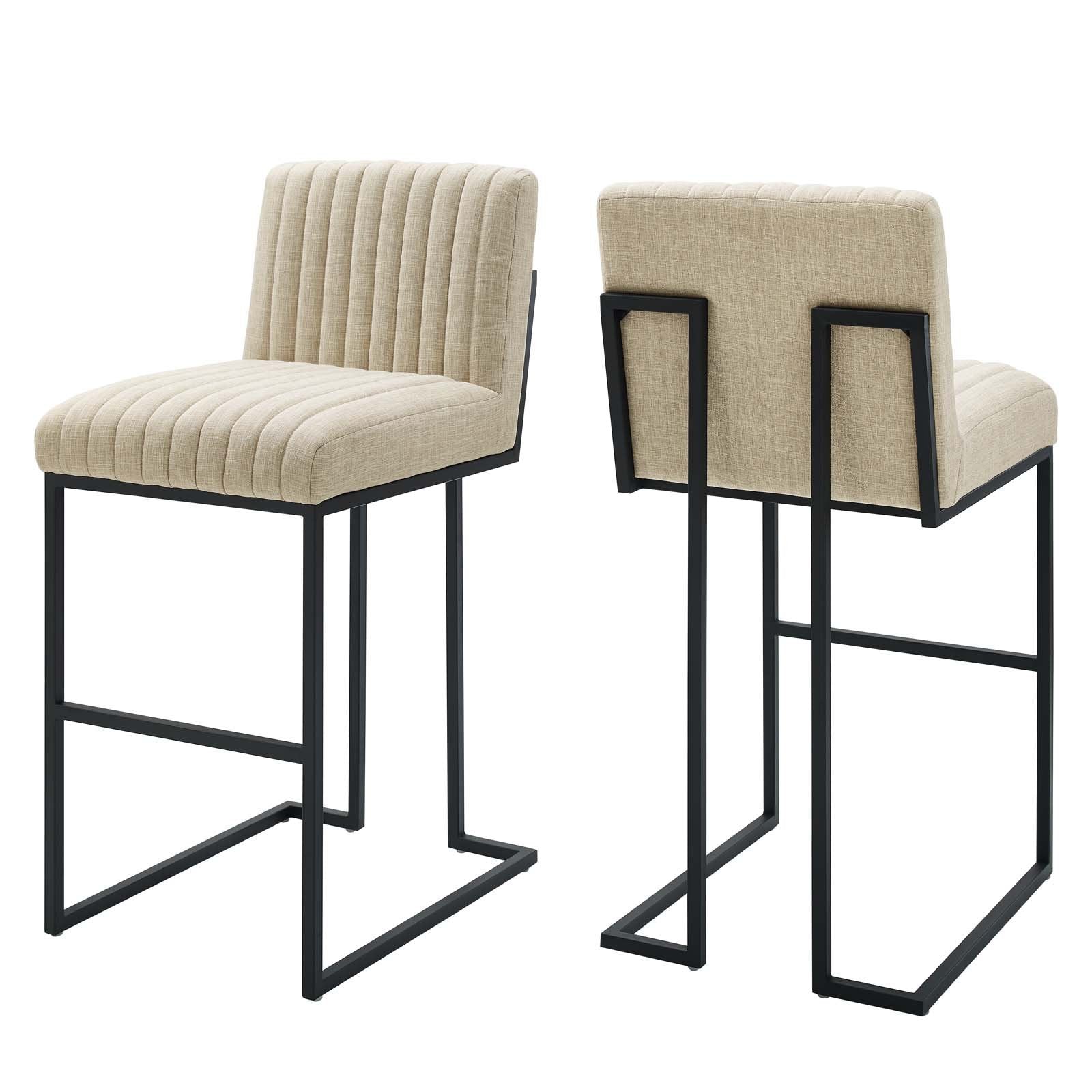 Indulge Channel Tufted Fabric Bar Stools - Set of 2
