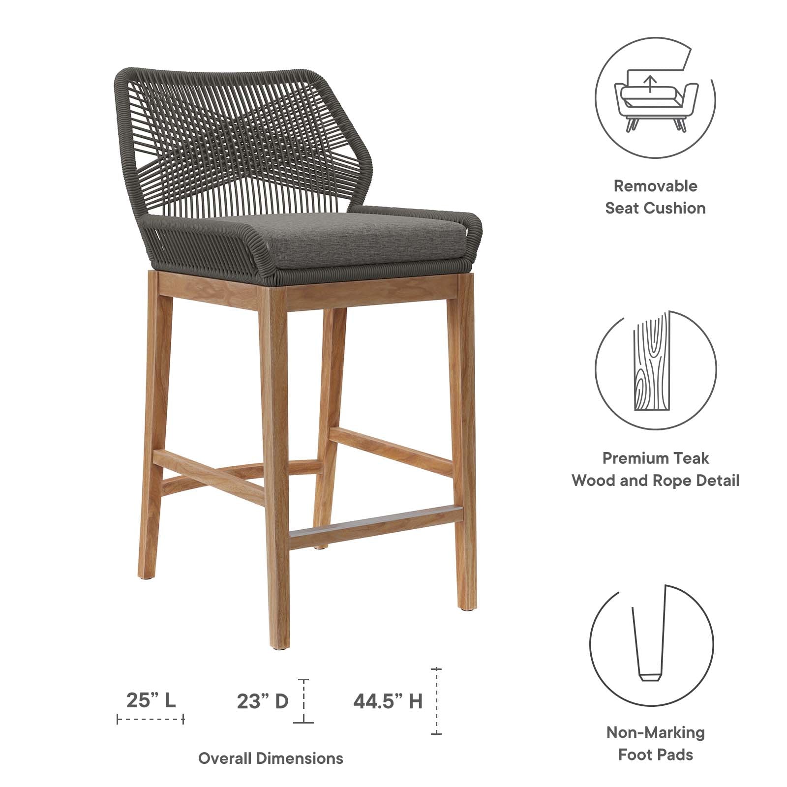 Wellspring Outdoor Patio Teak Wood Bar Stool - East Shore Modern Home Furnishings