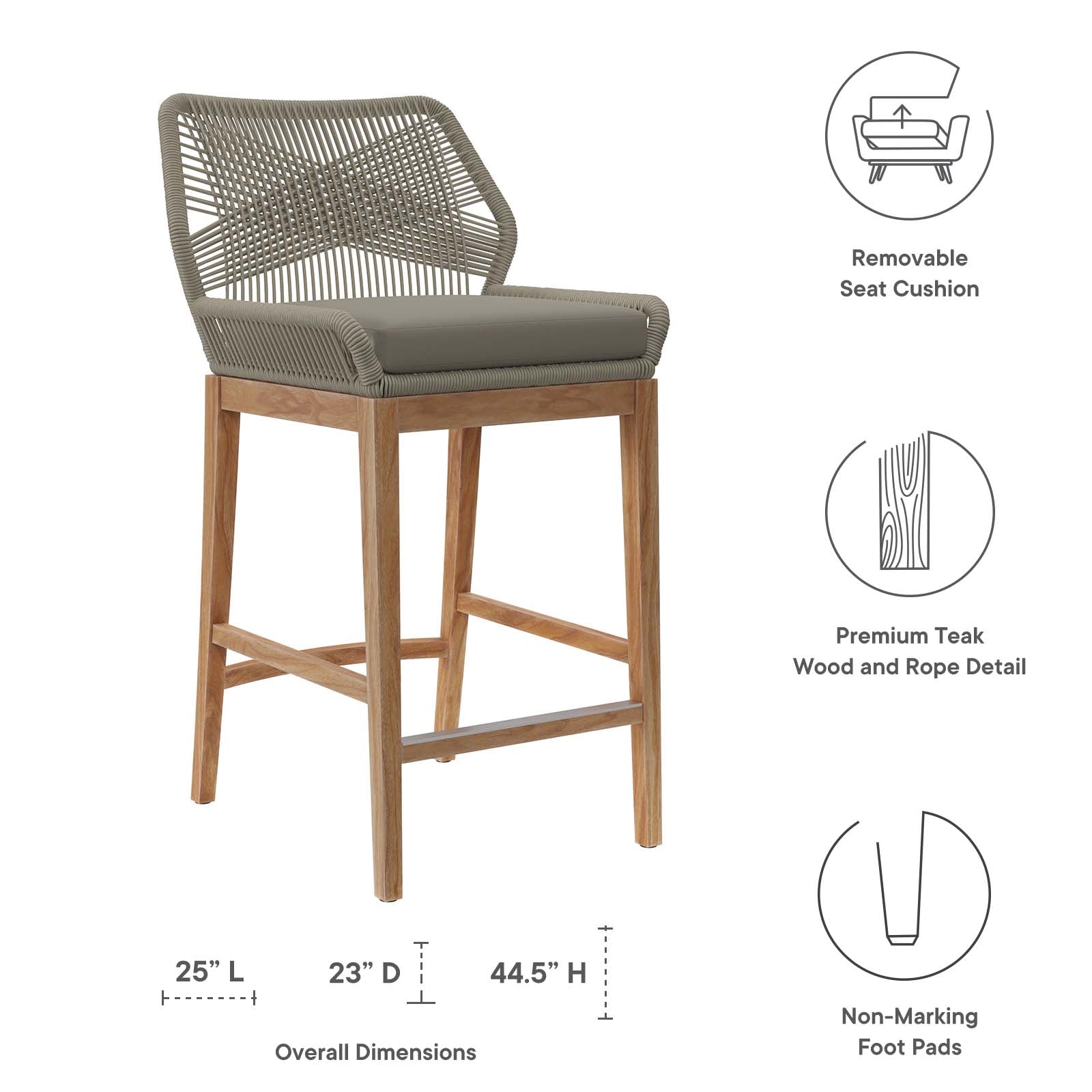 Wellspring Outdoor Patio Teak Wood Bar Stool - East Shore Modern Home Furnishings