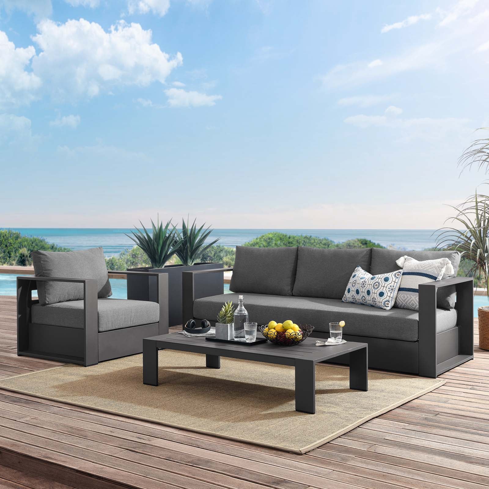 Tahoe Outdoor Patio Powder-Coated Aluminum 3-Piece Set - East Shore Modern Home Furnishings