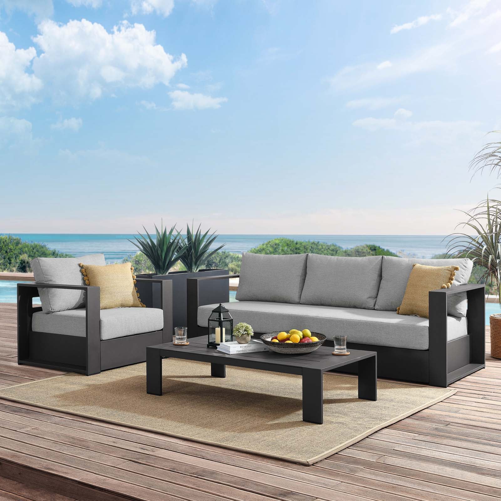 Tahoe Outdoor Patio Powder-Coated Aluminum 3-Piece Set - East Shore Modern Home Furnishings