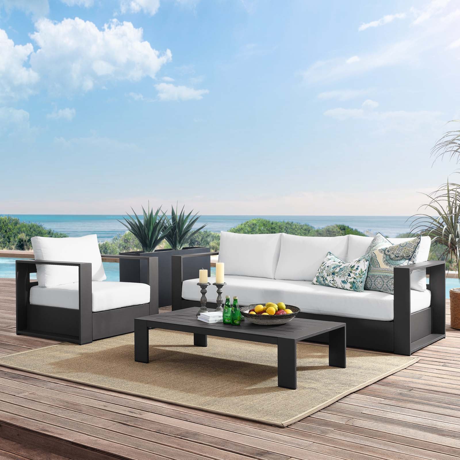 Tahoe Outdoor Patio Powder-Coated Aluminum 3-Piece Set - East Shore Modern Home Furnishings