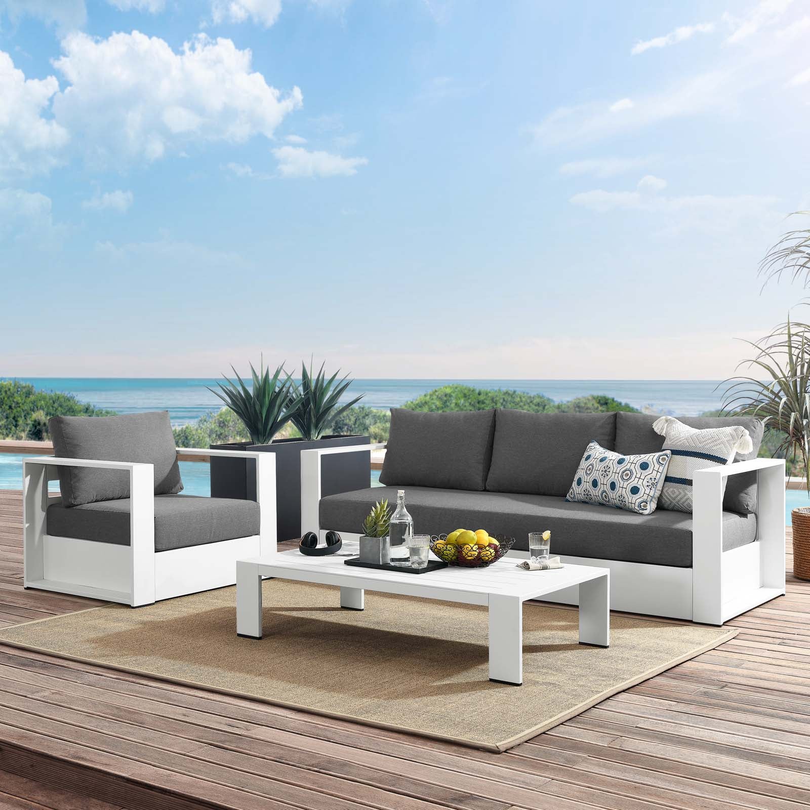 Tahoe Outdoor Patio Powder-Coated Aluminum 3-Piece Set - East Shore Modern Home Furnishings