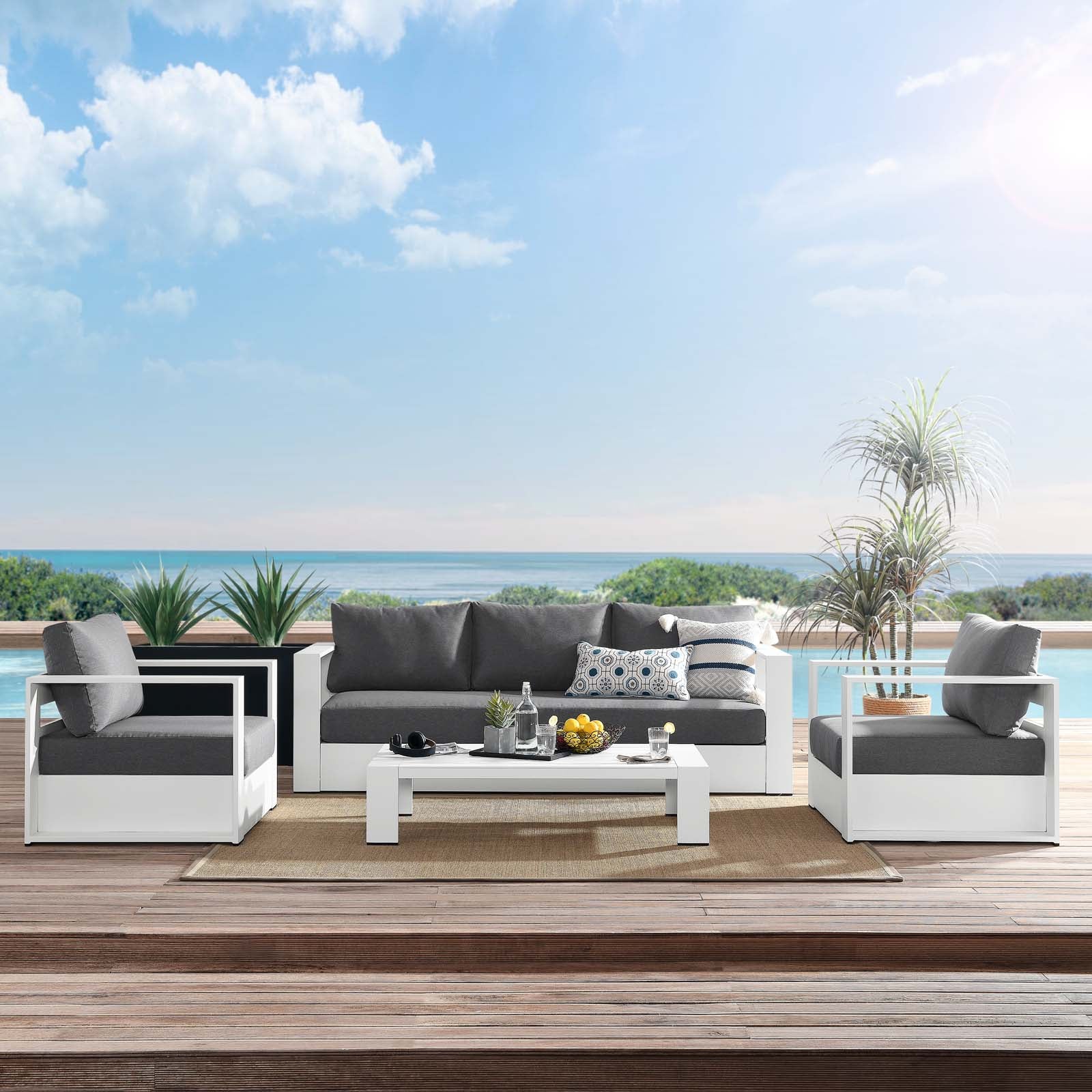 Tahoe Outdoor Patio Powder-Coated Aluminum 4-Piece Set - East Shore Modern Home Furnishings