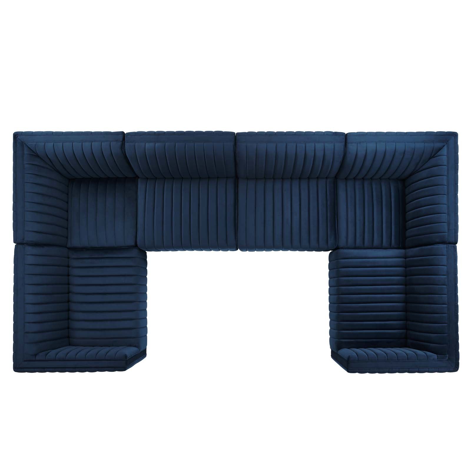 Conjure Channel Tufted Performance Velvet 6-Piece Sectional - East Shore Modern Home Furnishings
