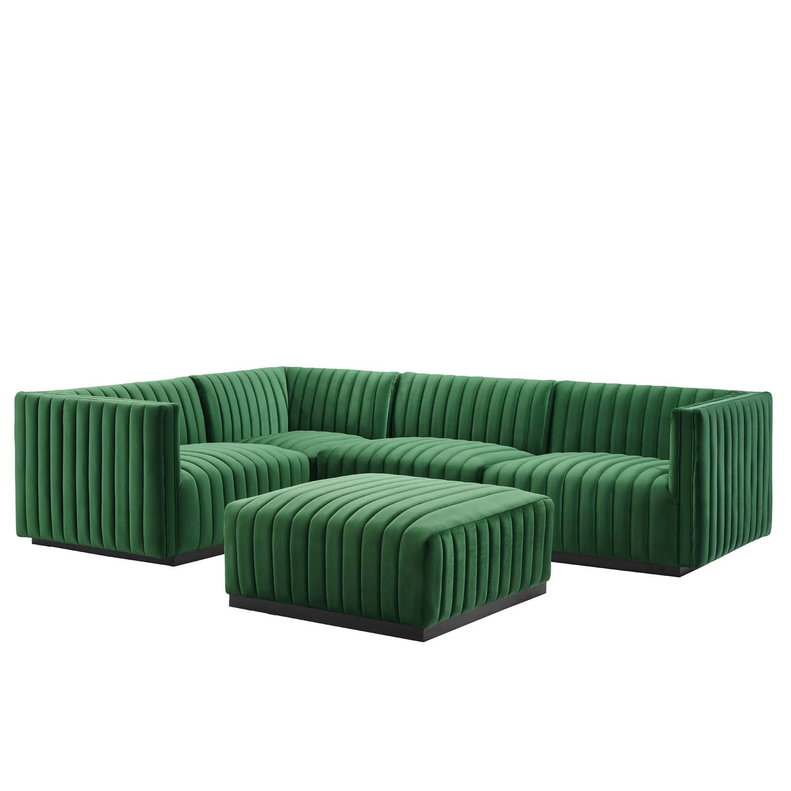 Conjure Channel Tufted Performance Velvet 5-Piece Sectional - East Shore Modern Home Furnishings