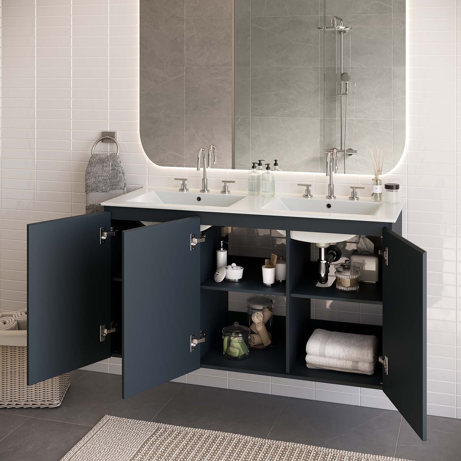 Bryn 48" Wall-Mount Double Sink Bathroom Vanity - East Shore Modern Home Furnishings