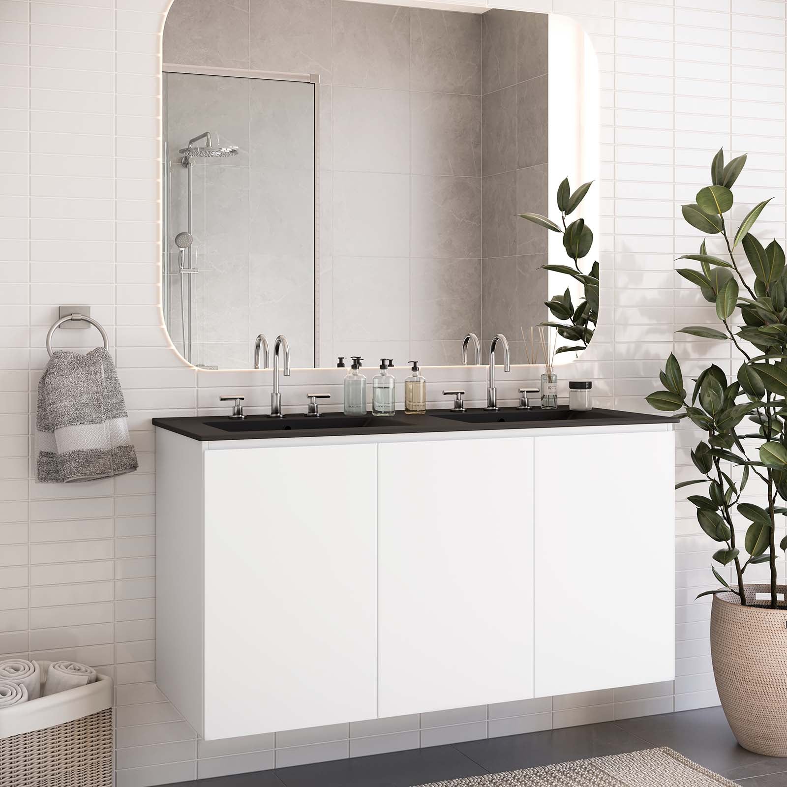 Bryn 48" Wall-Mount Double Sink Bathroom Vanity - East Shore Modern Home Furnishings