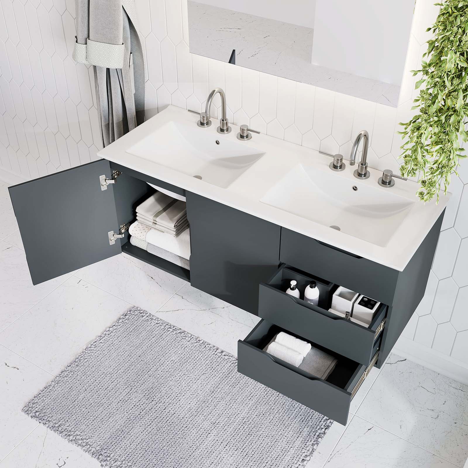 Vitality 48" Double Sink Bathroom Vanity - East Shore Modern Home Furnishings