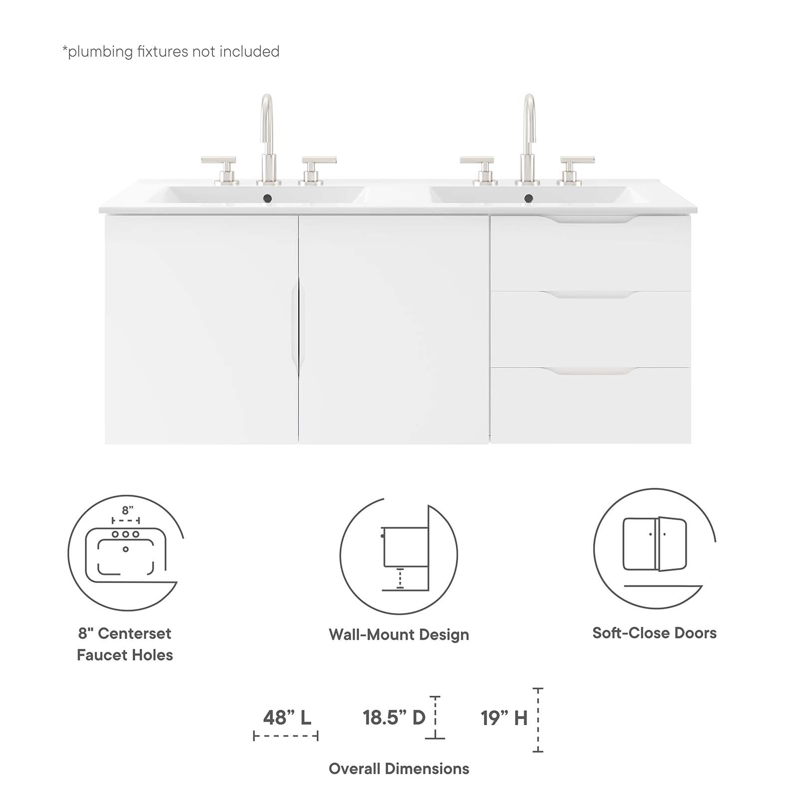 Vitality 48" Double Sink Bathroom Vanity - East Shore Modern Home Furnishings