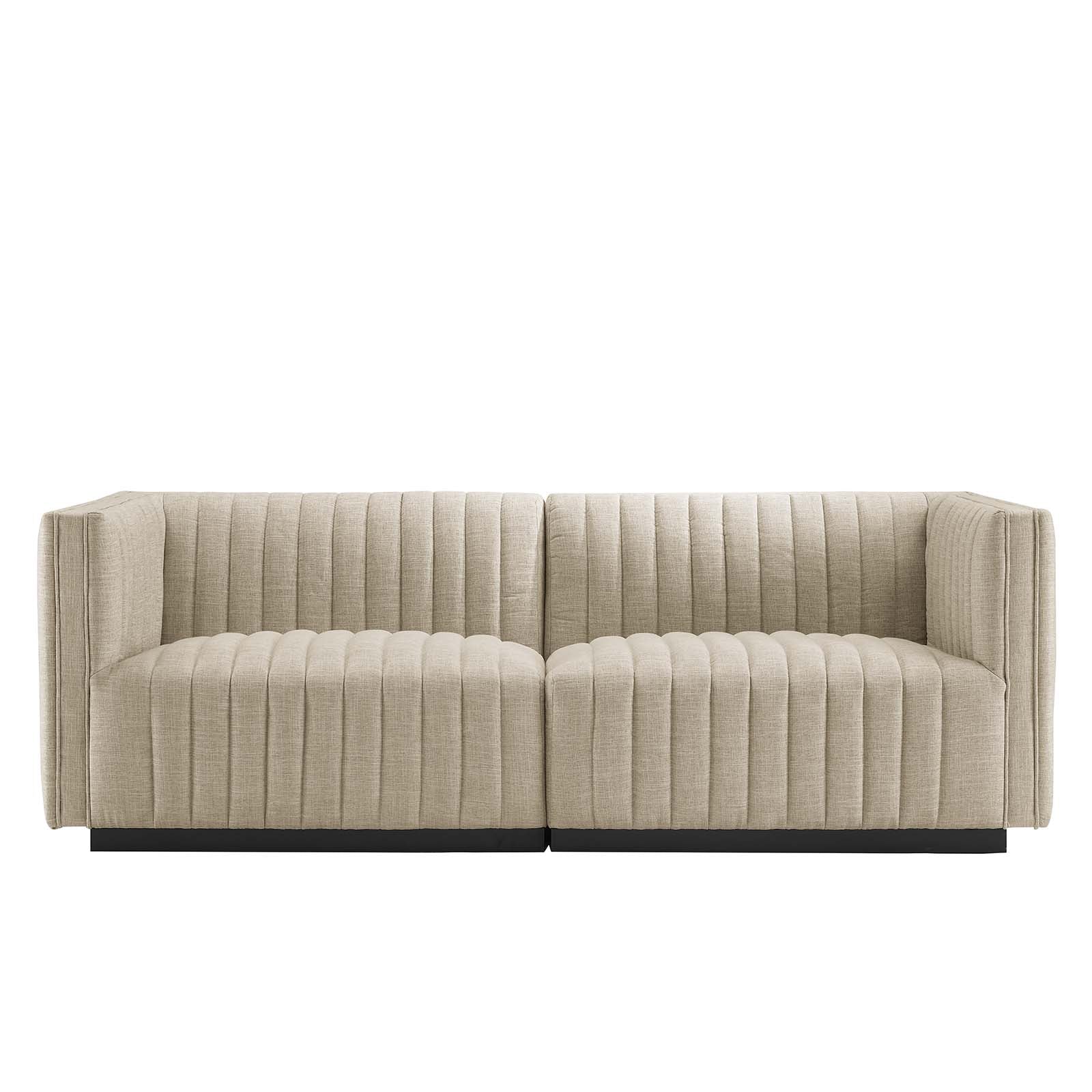 Conjure Channel Tufted Upholstered Fabric Loveseat