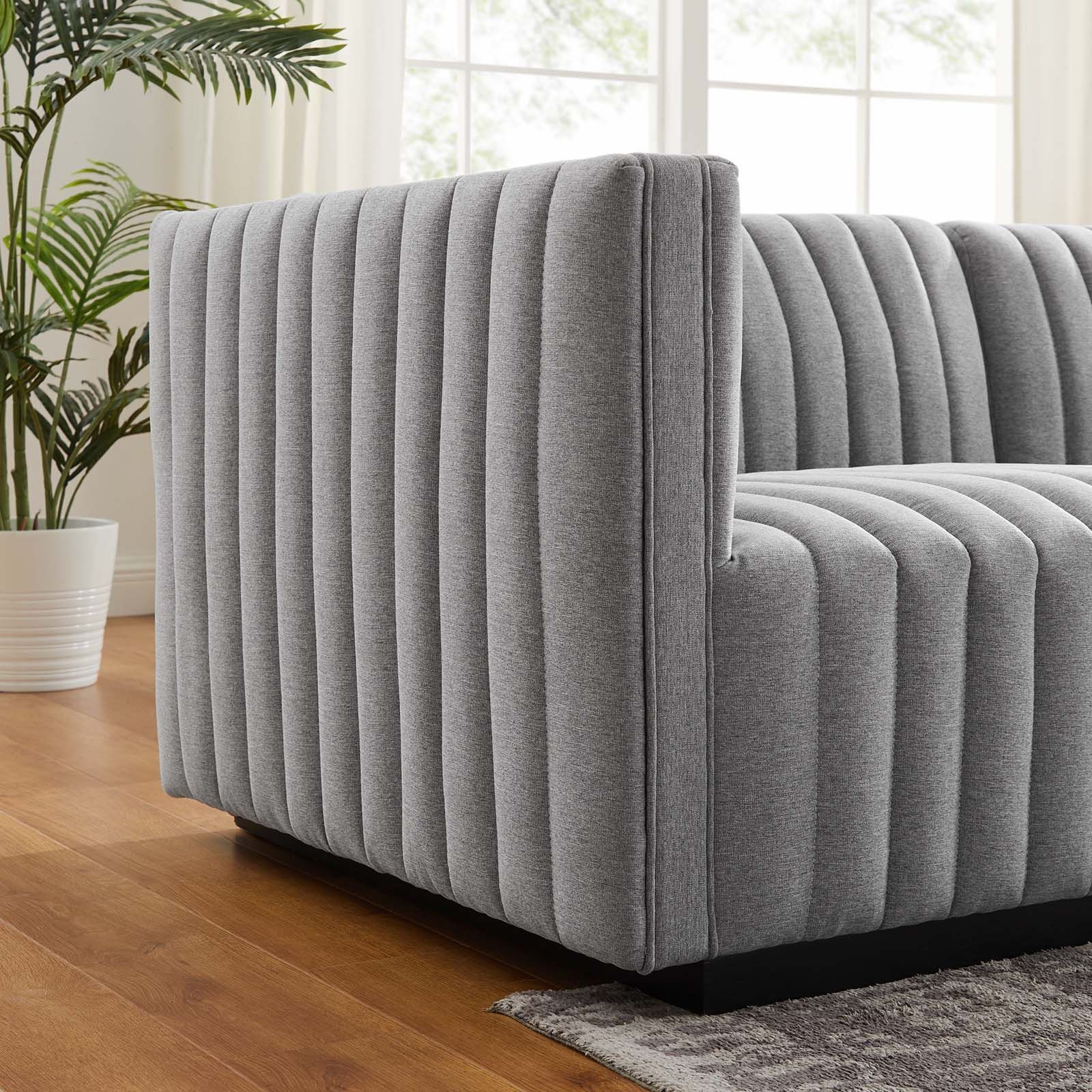 Conjure Channel Tufted Upholstered Fabric Sofa