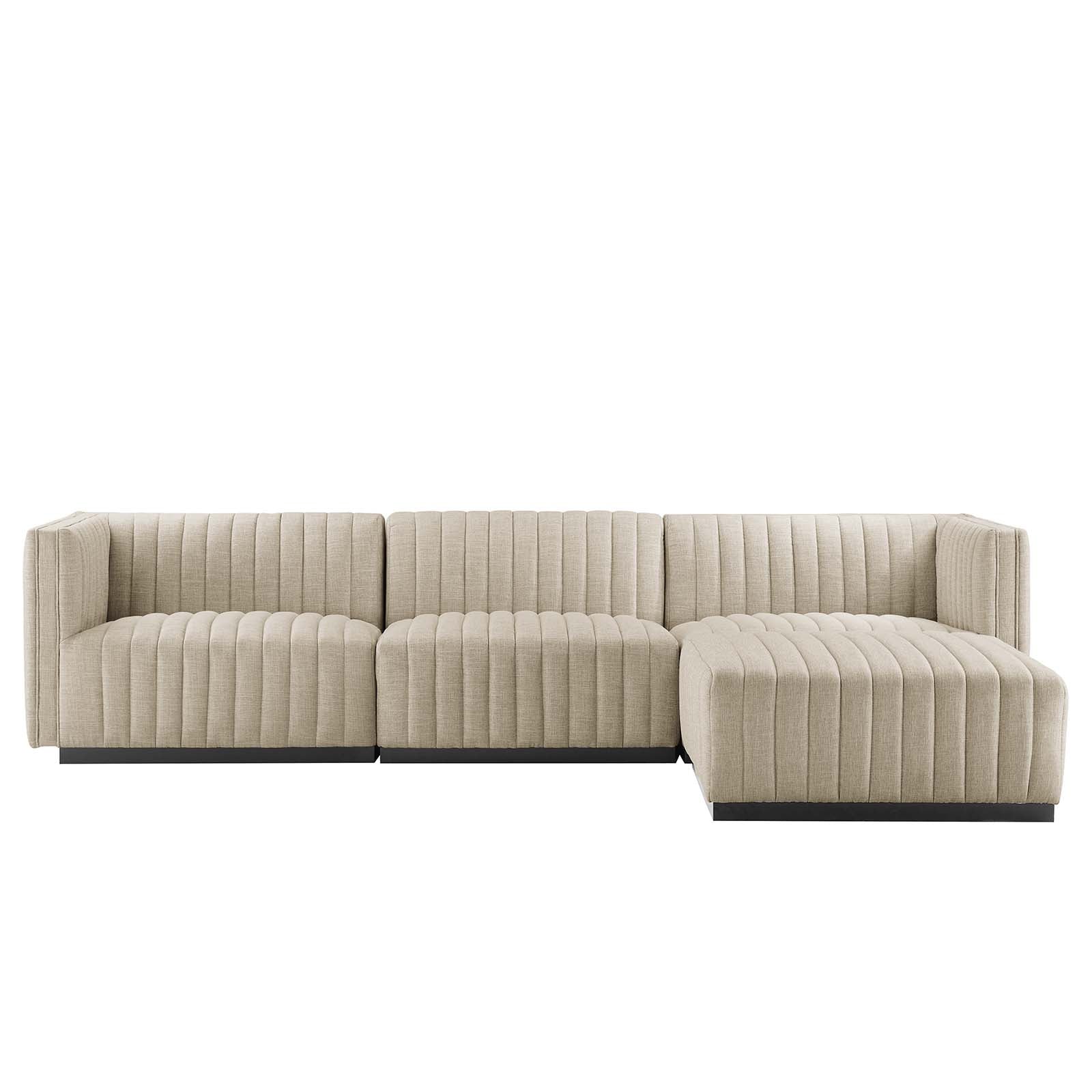 Conjure Channel Tufted Upholstered Fabric 4-Piece Sectional Sofa - East Shore Modern Home Furnishings
