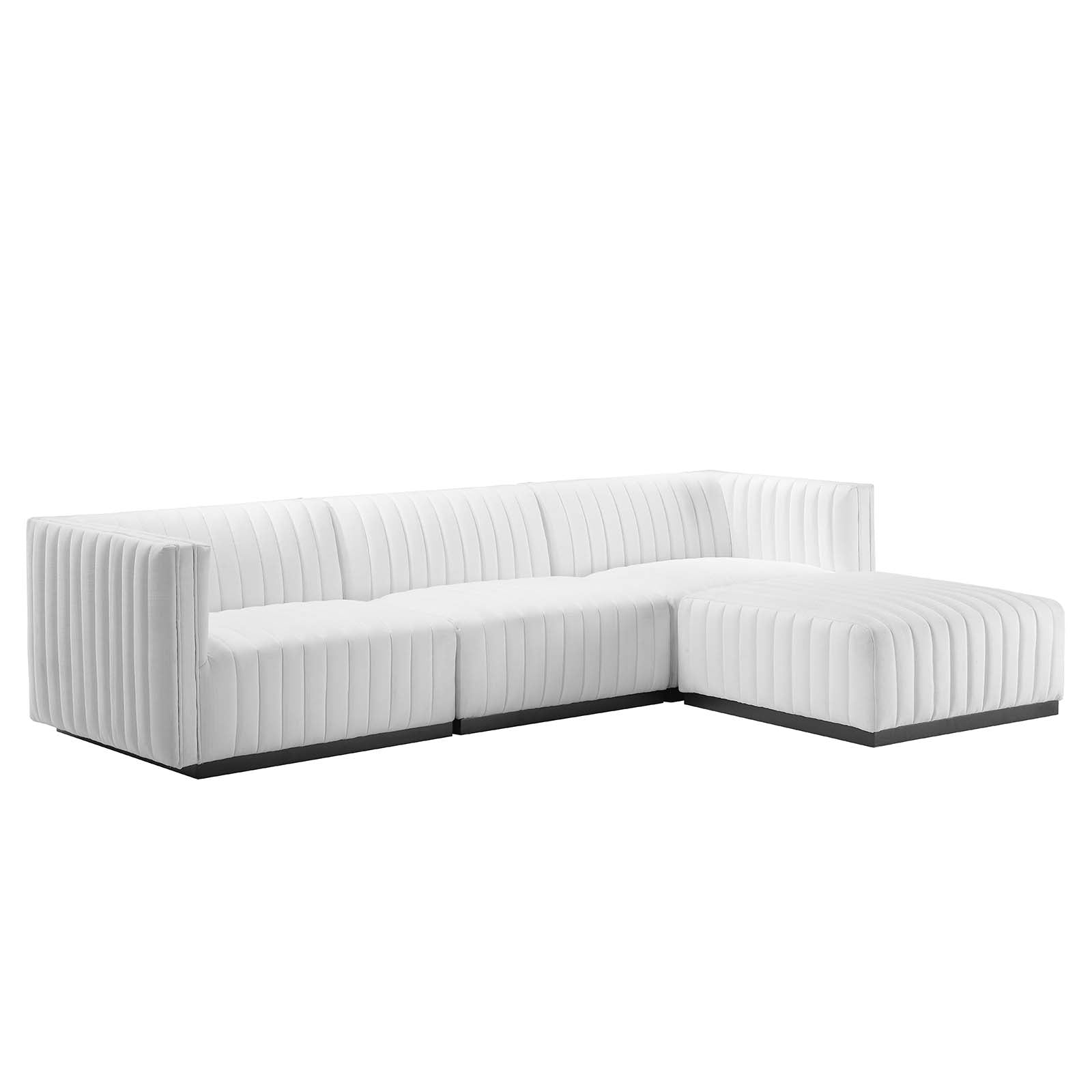 Conjure Channel Tufted Upholstered Fabric 4-Piece Sectional Sofa - East Shore Modern Home Furnishings