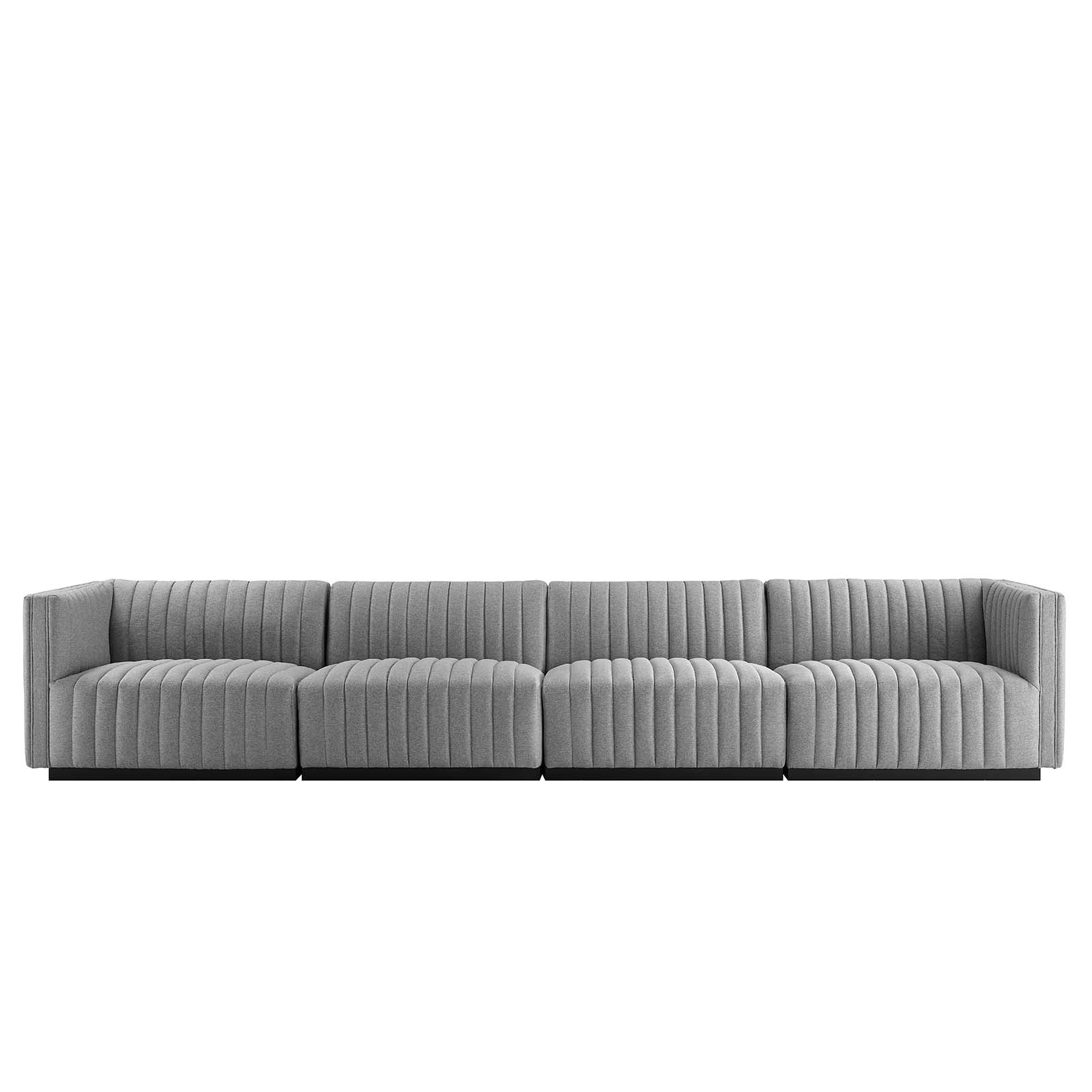 Conjure Channel Tufted Upholstered Fabric 4-Piece Sofa