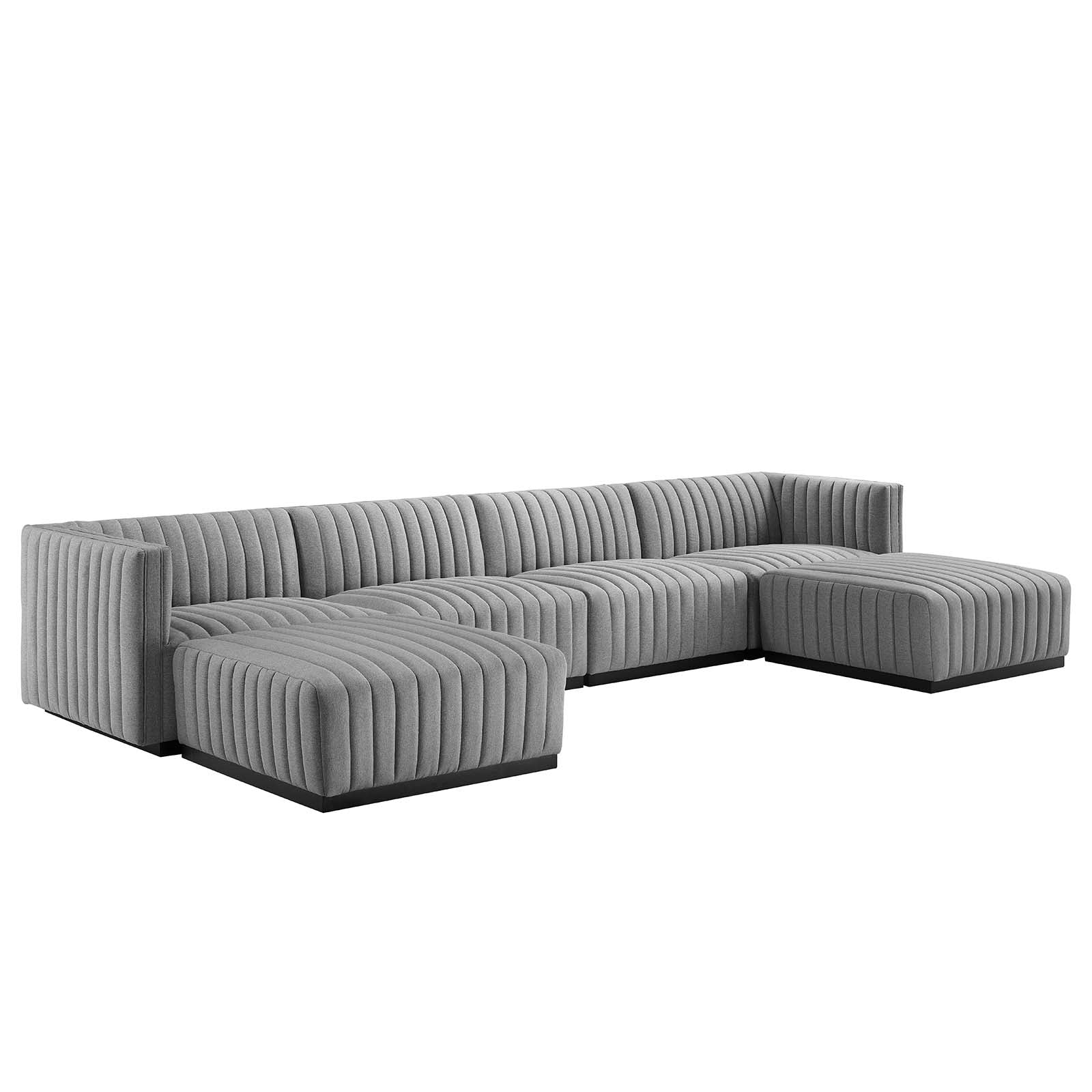Conjure Channel Tufted Upholstered Fabric 6-Piece Sectional Sofa - East Shore Modern Home Furnishings