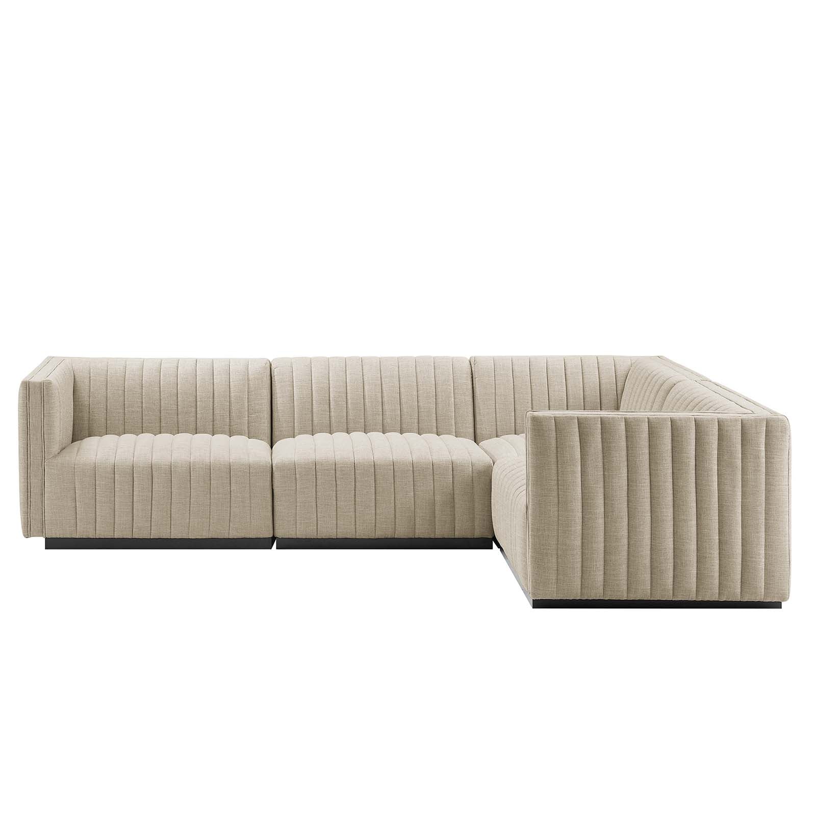 Conjure Channel Tufted Upholstered Fabric 4-Piece L-Shaped Sectional - East Shore Modern Home Furnishings