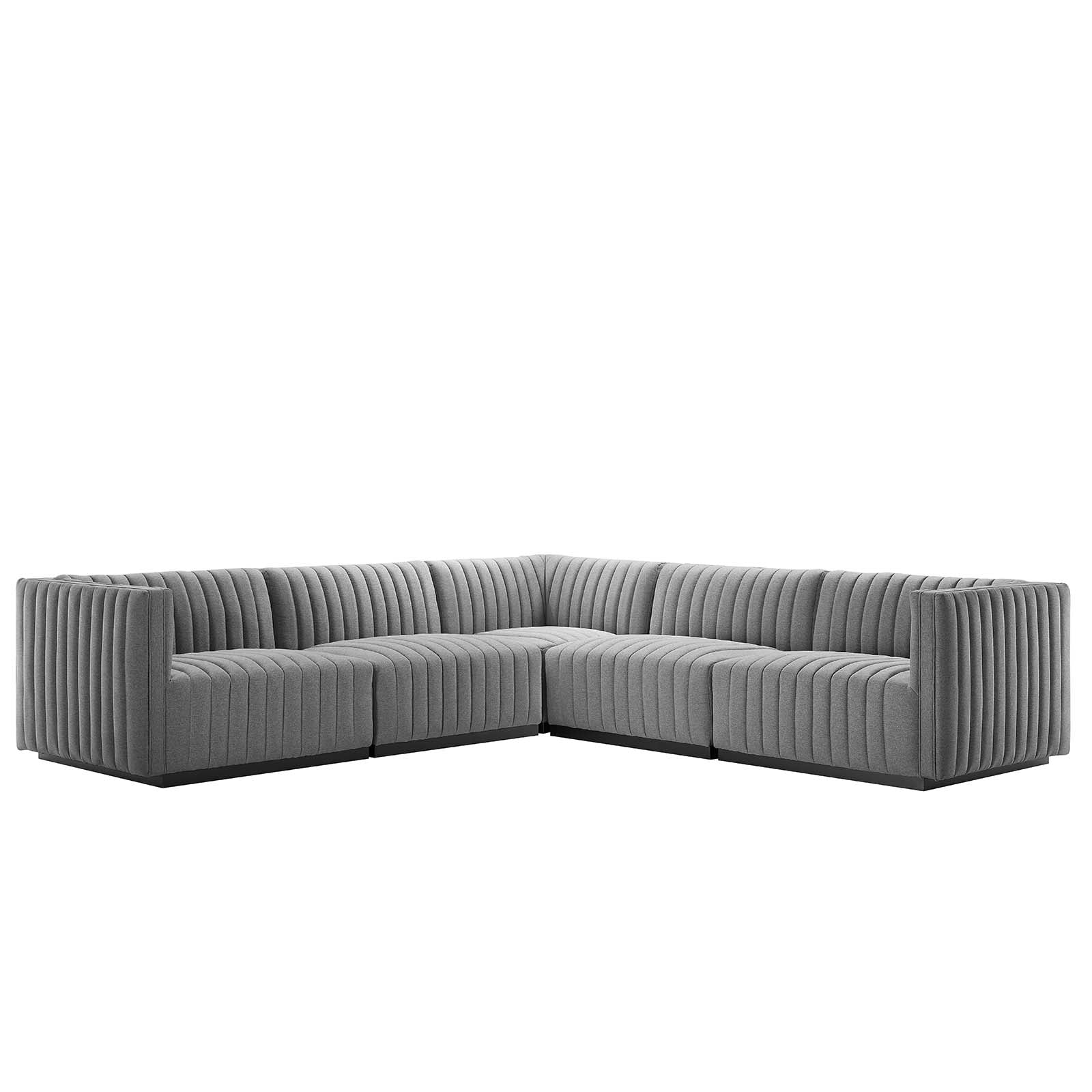 Conjure Channel Tufted Upholstered Fabric 5-Piece L-Shaped Sectional - East Shore Modern Home Furnishings