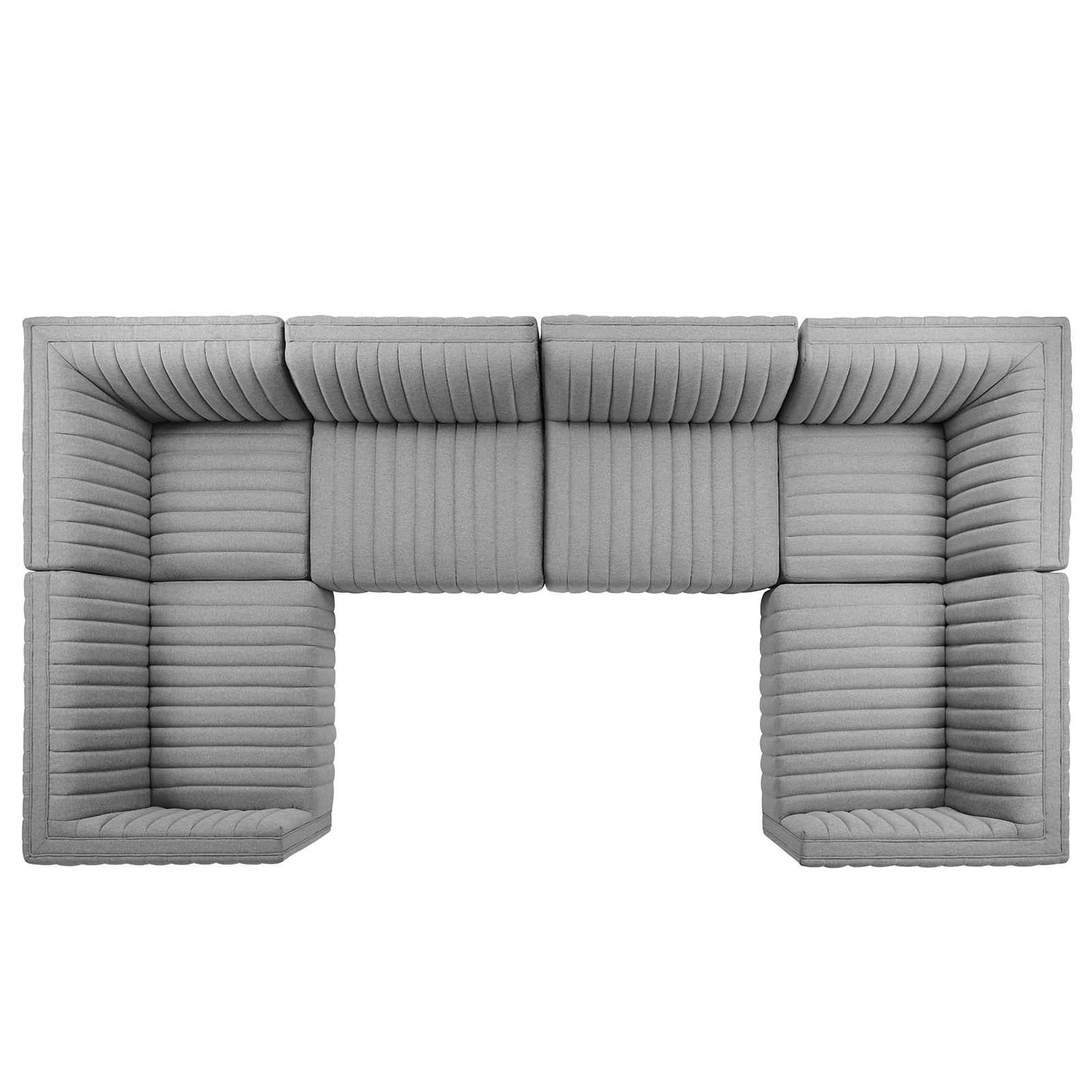Conjure Channel Tufted Upholstered Fabric 6-Piece U-Shaped Sectional - East Shore Modern Home Furnishings
