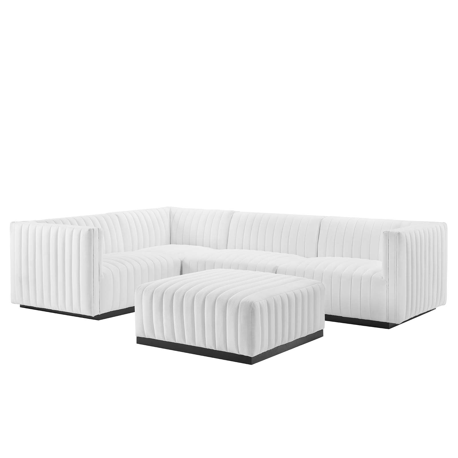 Conjure Channel Tufted Upholstered Fabric 5-Piece Sectional - East Shore Modern Home Furnishings