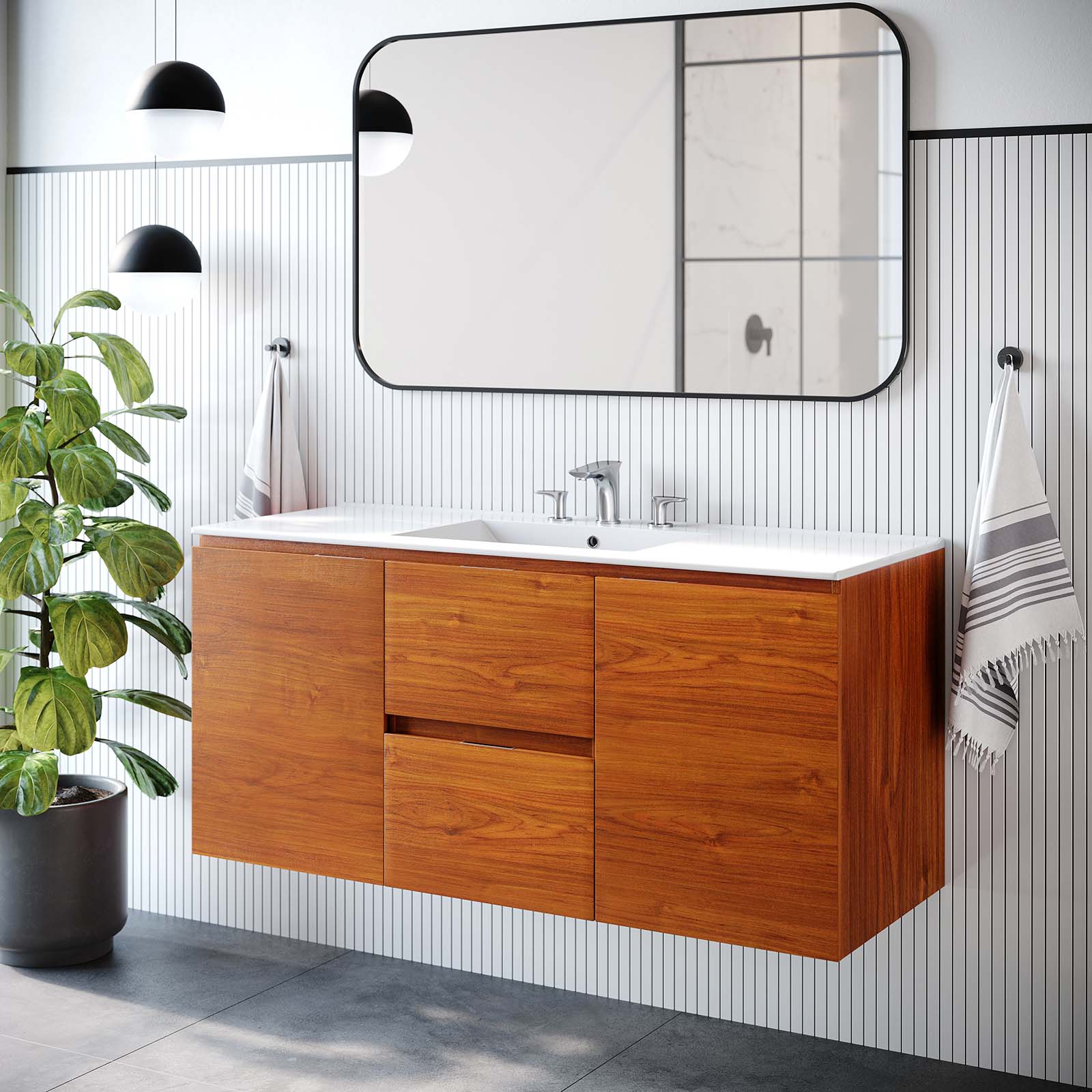 Scenic 48" Wall-Mount Bathroom Vanity - East Shore Modern Home Furnishings