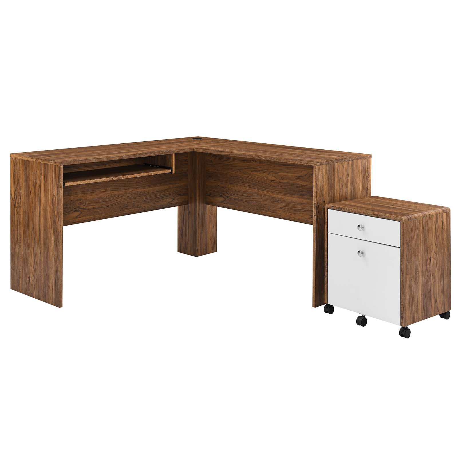 Transmit Wood Desk and File Cabinet Set - East Shore Modern Home Furnishings