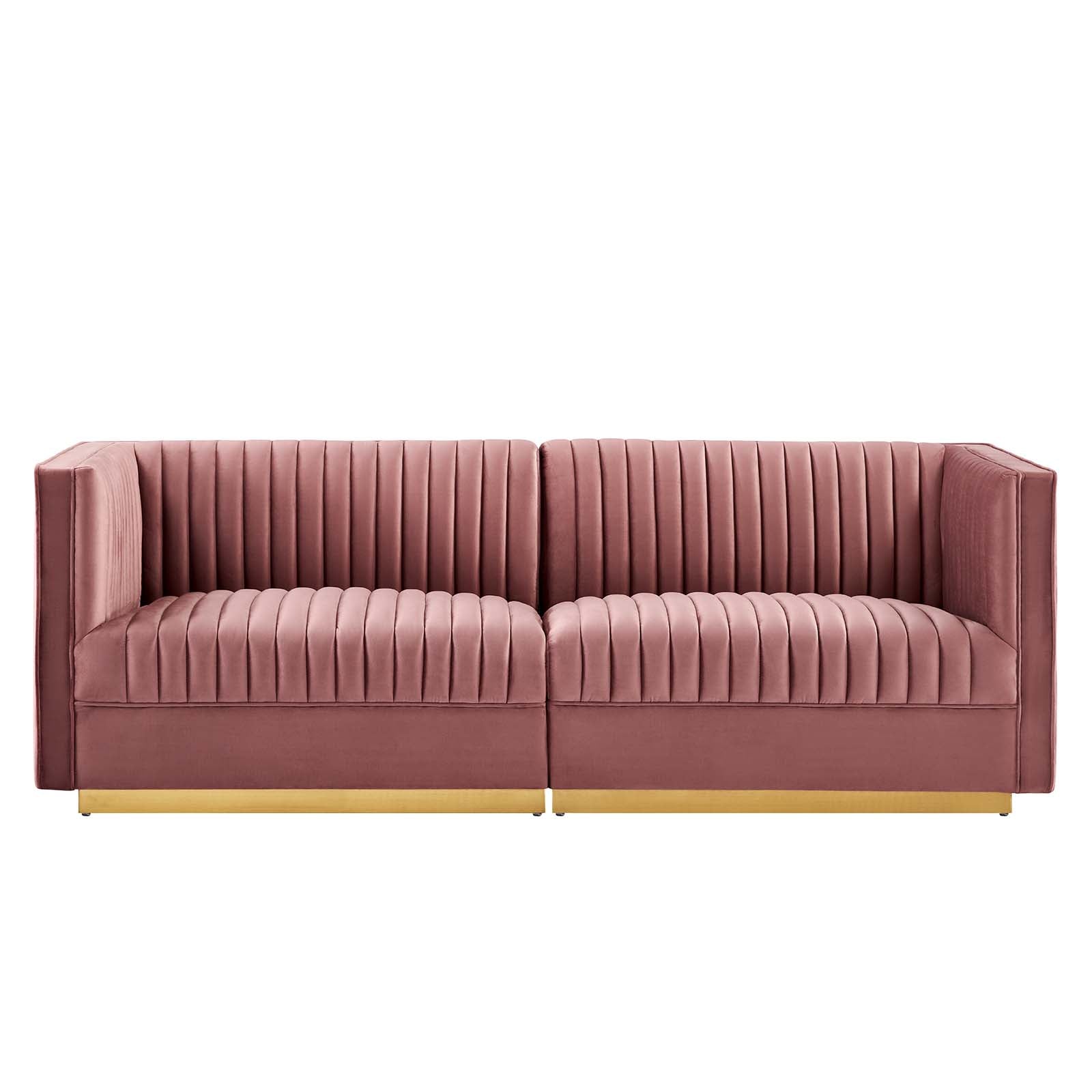 Sanguine Channel Tufted Performance Velvet Modular Sectional Sofa Loveseat - East Shore Modern Home Furnishings