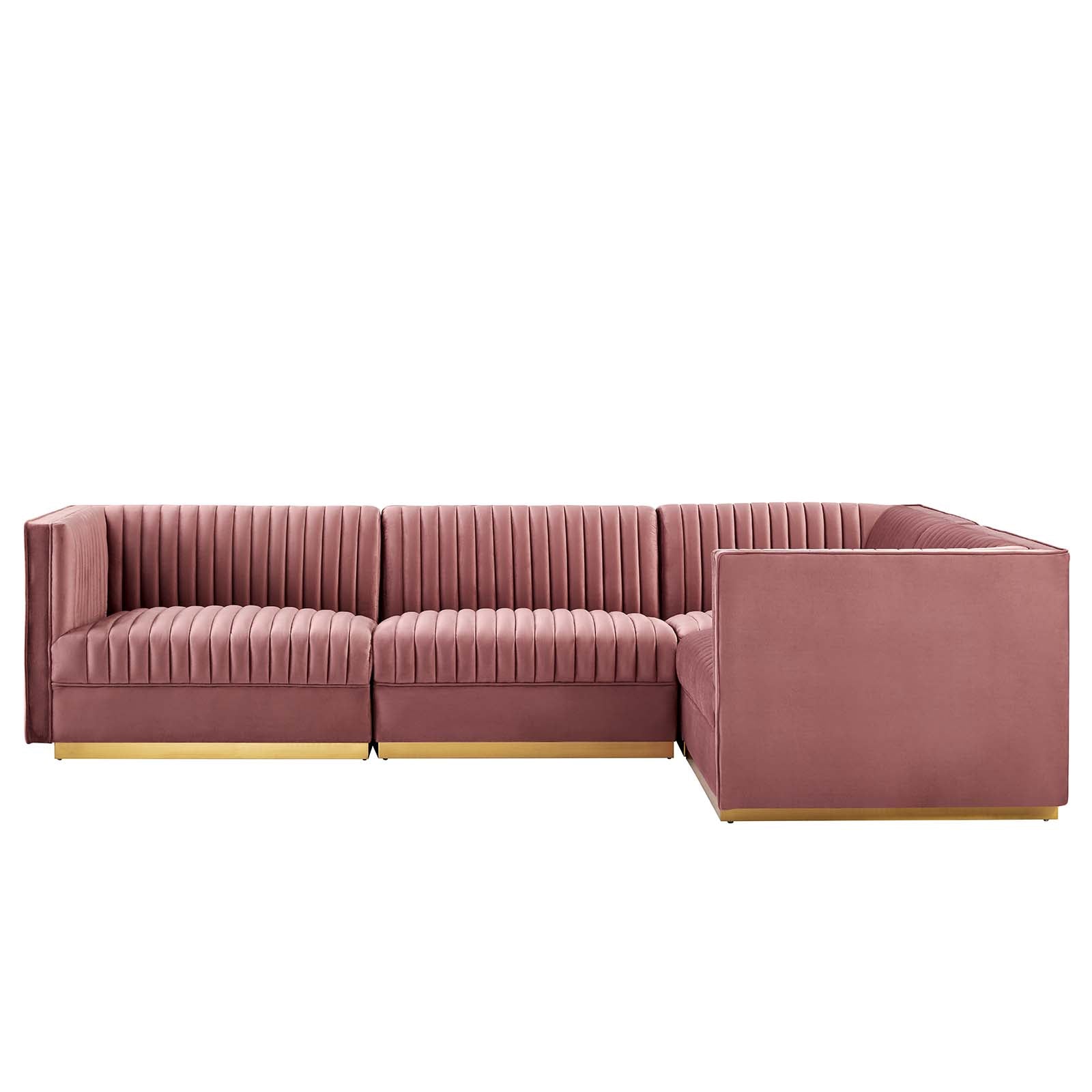 Sanguine Channel Tufted Performance Velvet 4-Piece Right-Facing Modular Sectional Sofa
