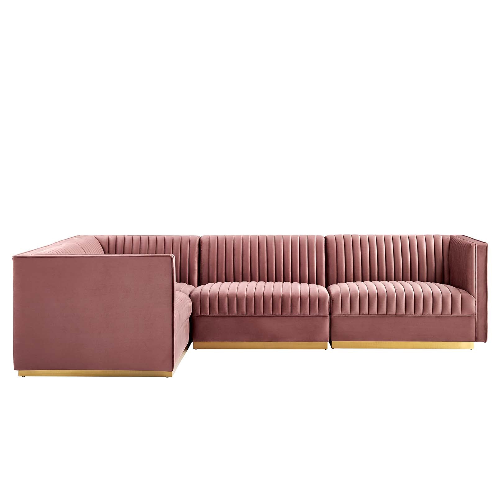 Sanguine Channel Tufted Performance Velvet 4-Piece Left-Facing Modular Sectional Sofa