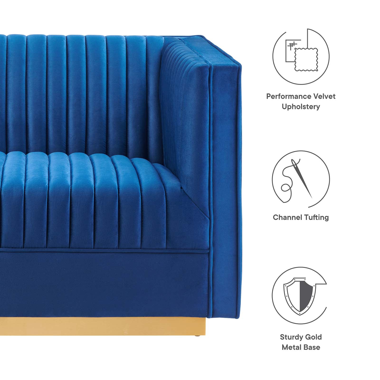 Sanguine Channel Tufted Performance Velvet 5-Piece Right-Facing Modular Sectional Sofa