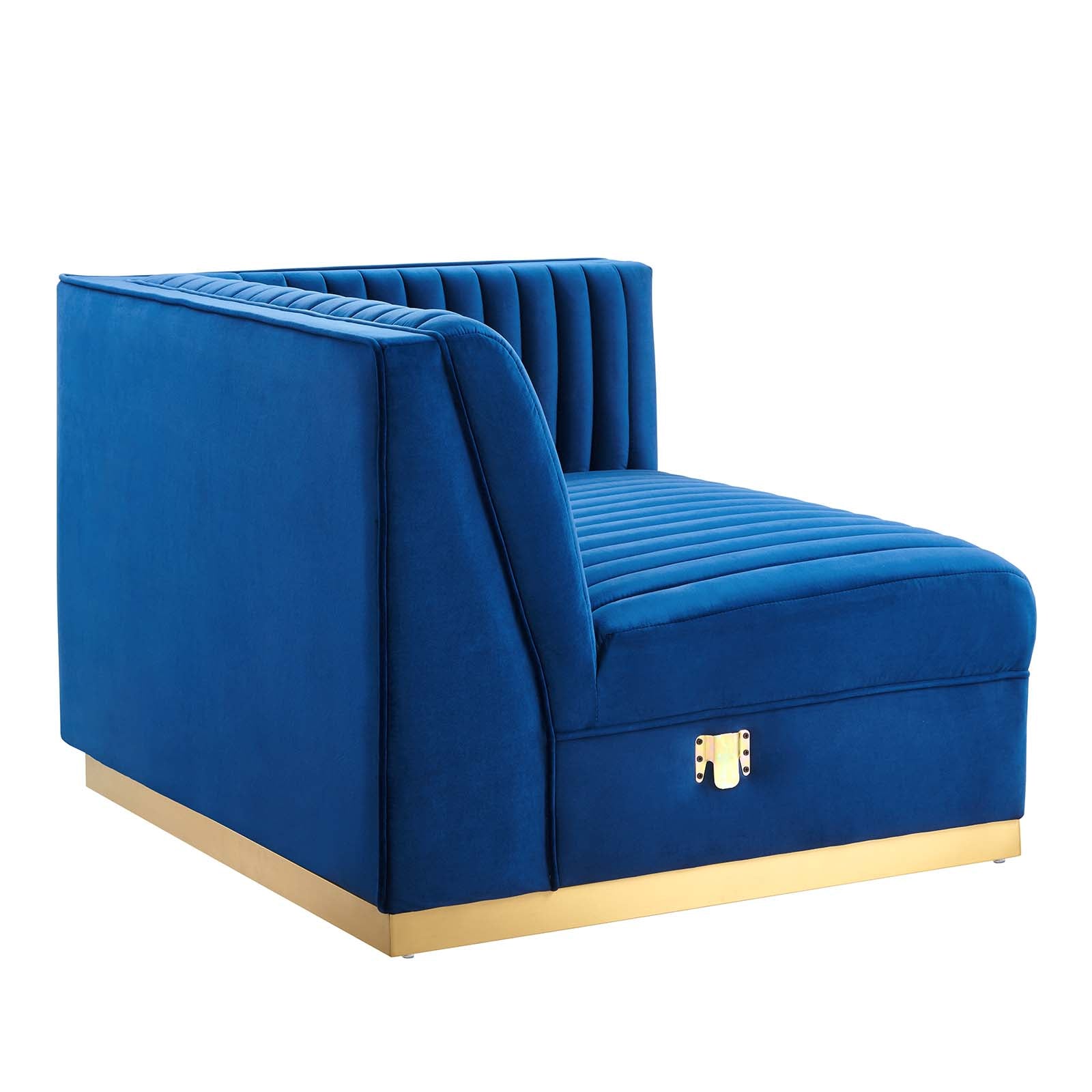Sanguine Channel Tufted Performance Velvet 5-Piece Right-Facing Modular Sectional Sofa