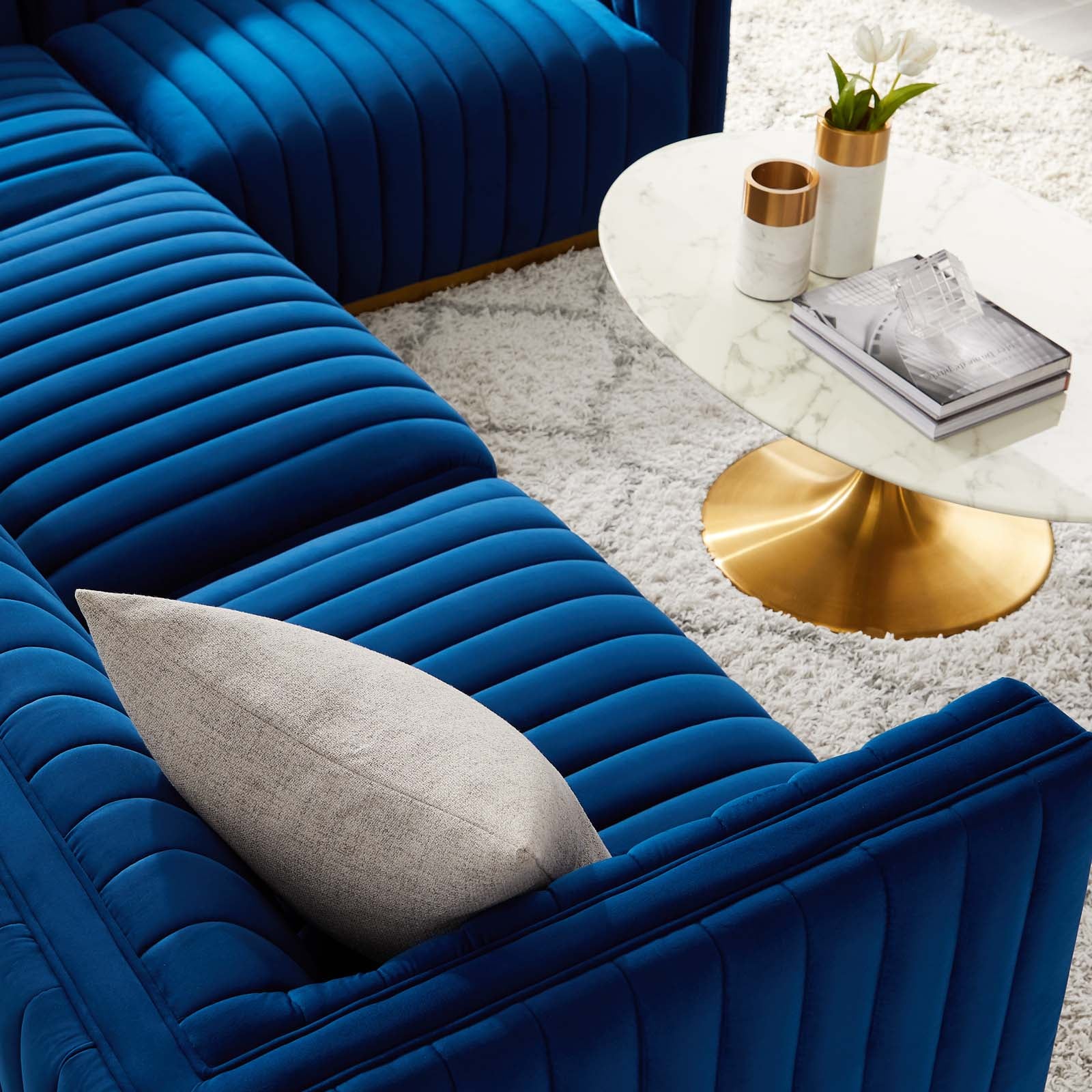 Conjure Channel Tufted Performance Velvet 4-Piece Sectional