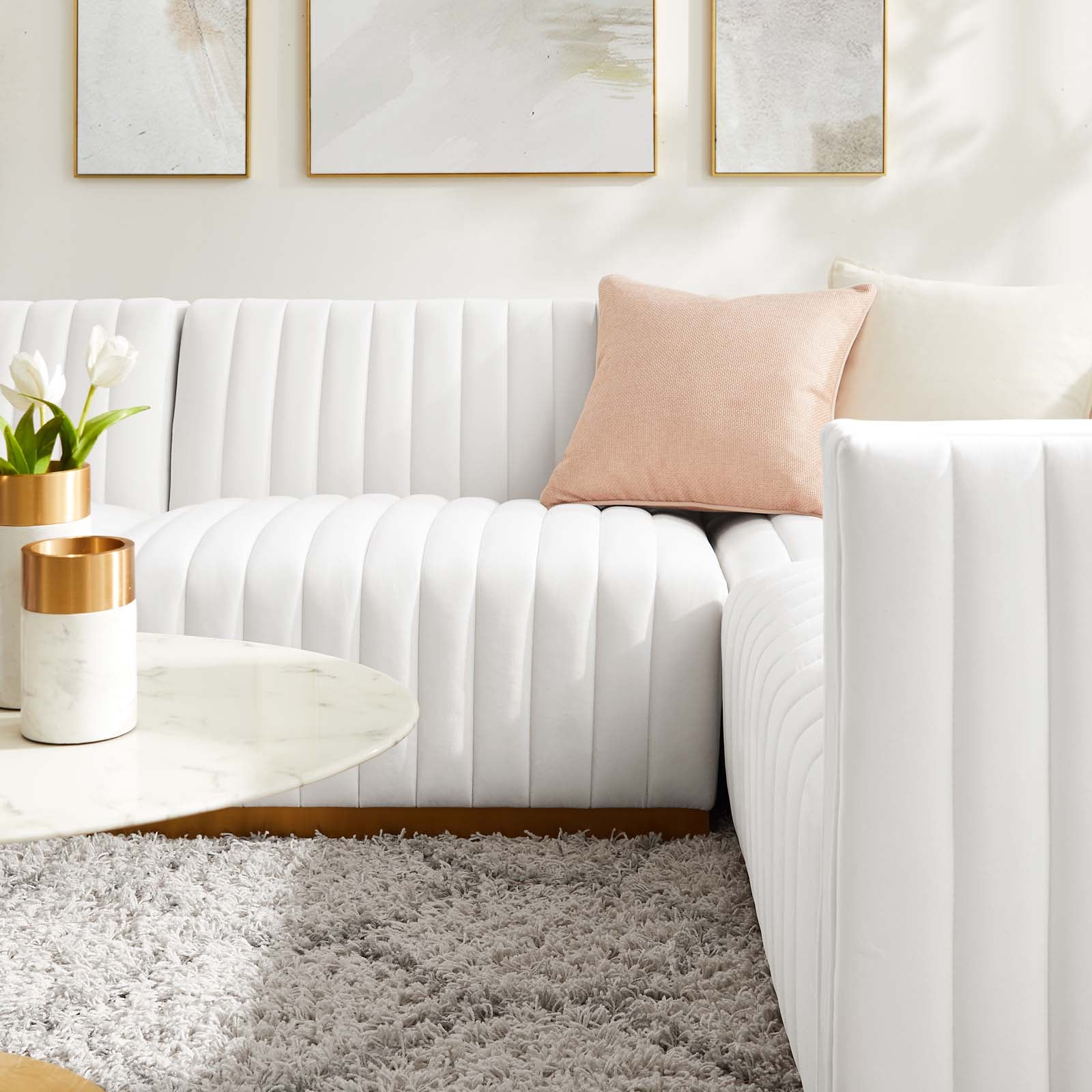 Conjure Channel Tufted Performance Velvet 4-Piece Sectional