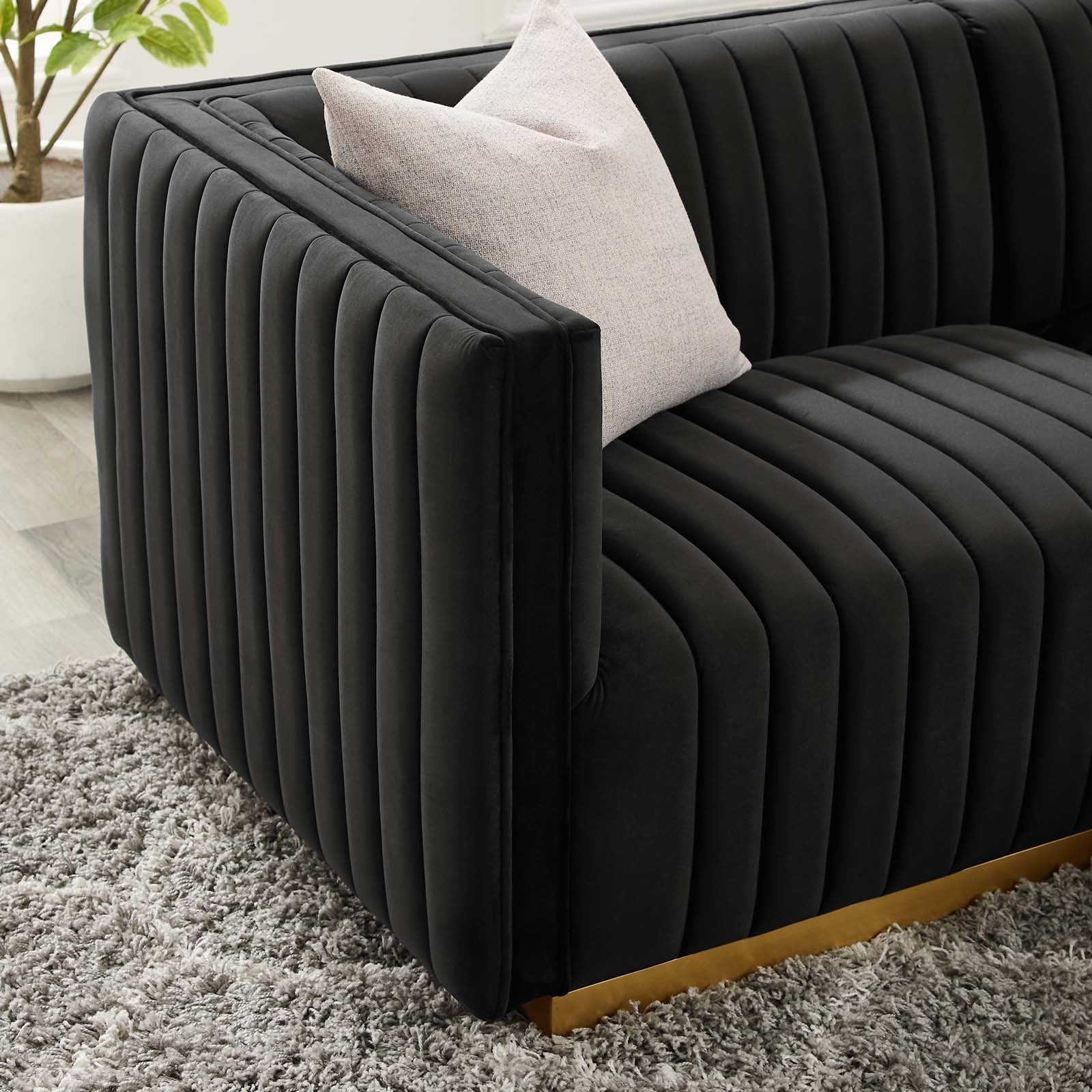Conjure Channel Tufted Performance Velvet 5-Piece Sectional