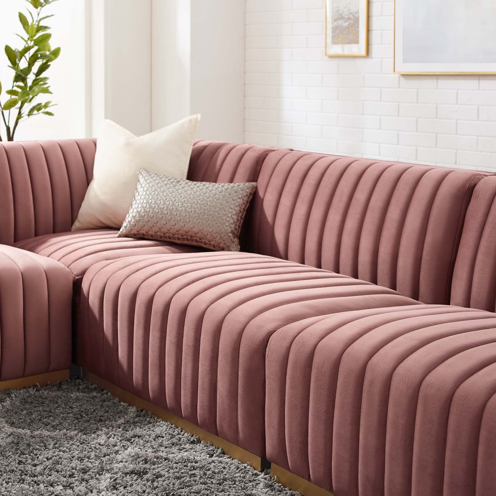 Conjure Channel Tufted Performance Velvet 5-Piece Sectional